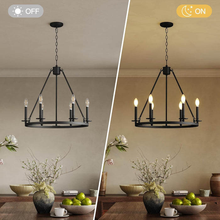 Tribesigns Lampadario a 6 luci a forma di ruota di carro, lampada da soffitto E14 ideale per soggiorno