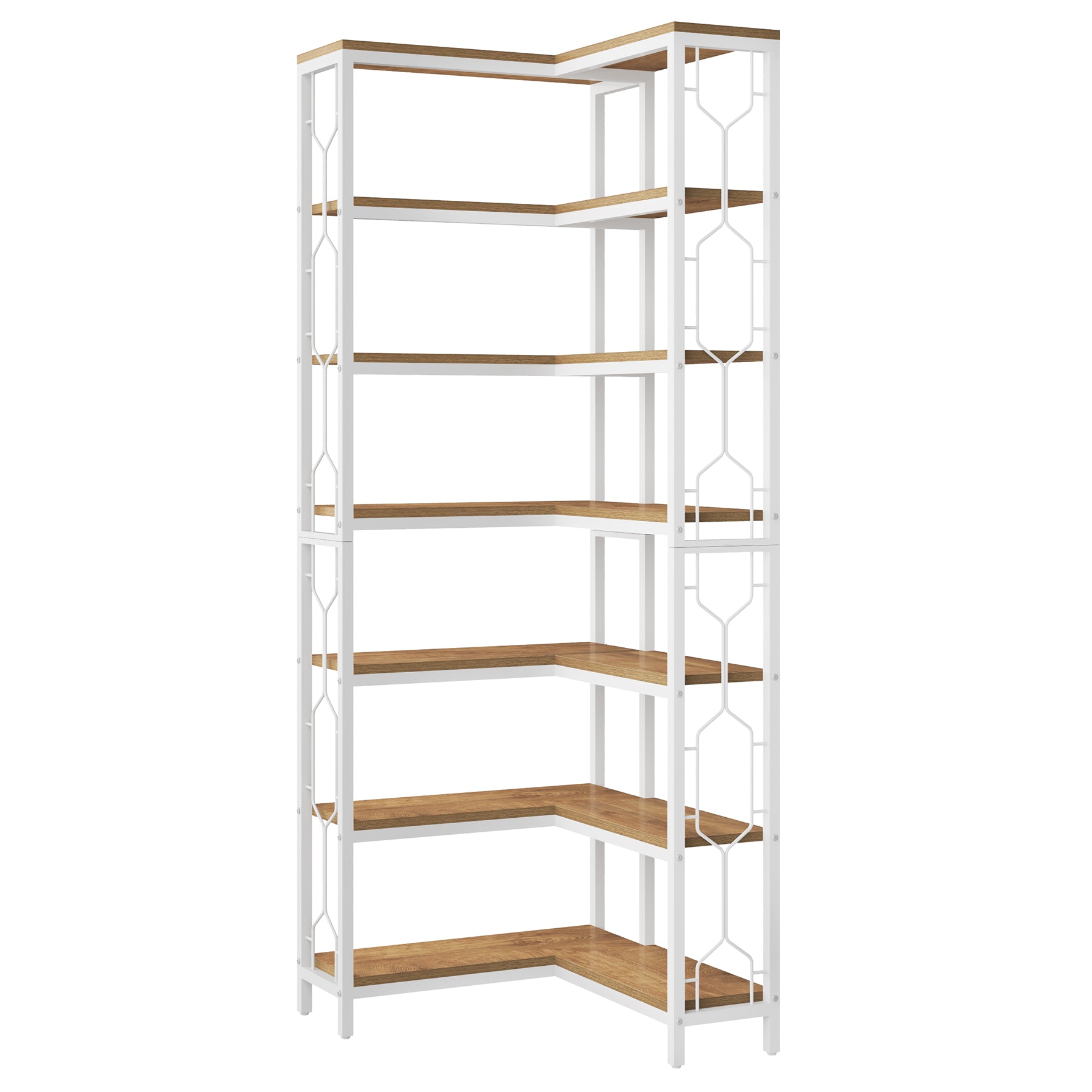 Tribesigns Scaffale Angolare, Libreria Angolare Industriale a 7 livelli Mobile Angolare in Legno e Metallo