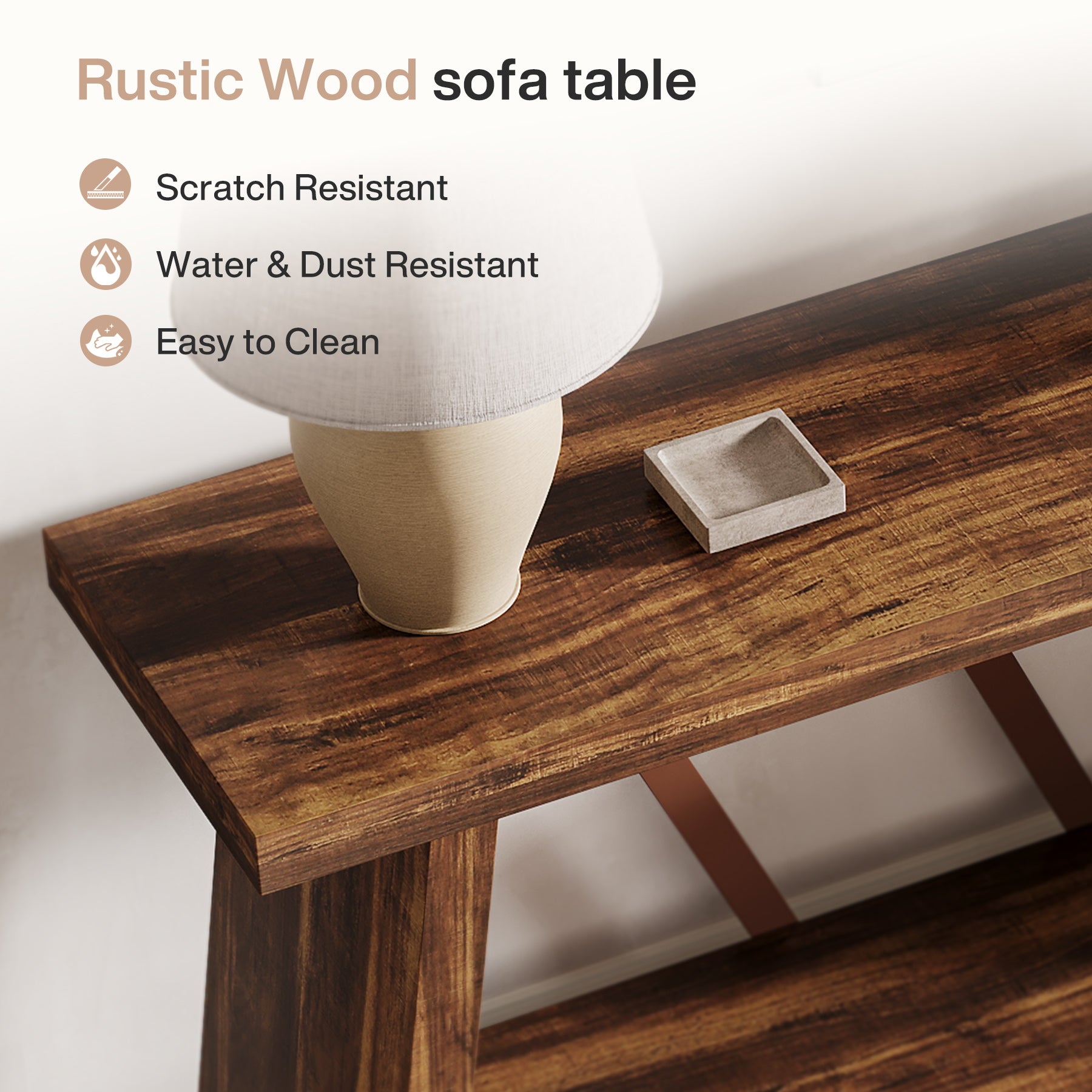 Tribesigns Consolle lunga 180 cm, tavolino da divano in legno a 2 ripiani con vano contenitore