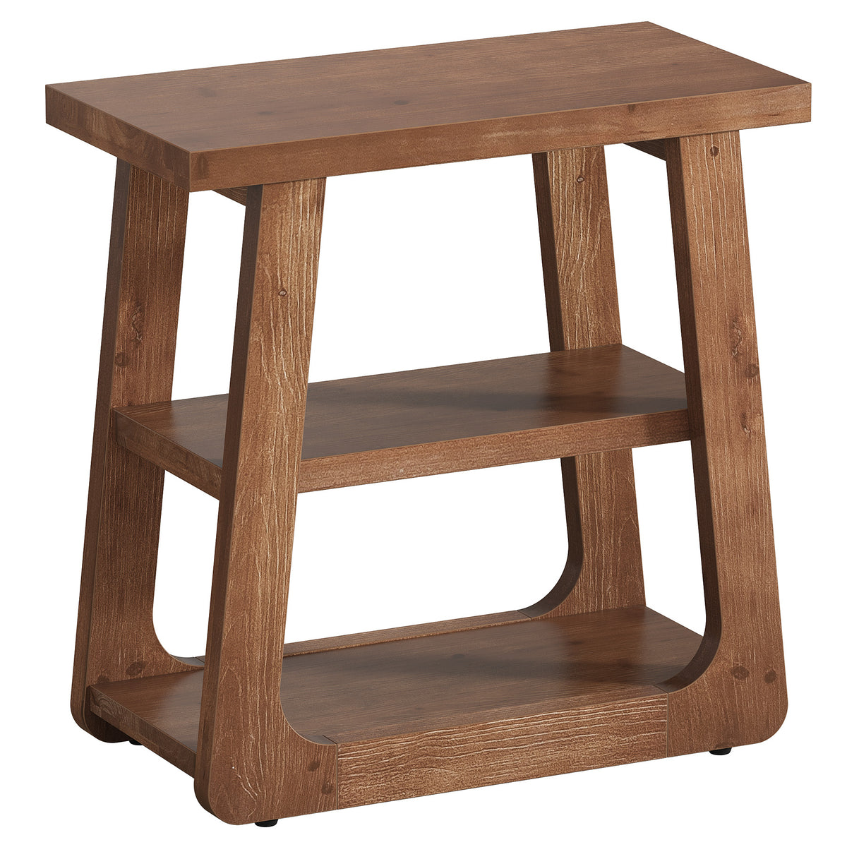 Tavolino Laterale Country in Legno Massello a 3 Ripiani, 50 cm, per Piccoli Spazi