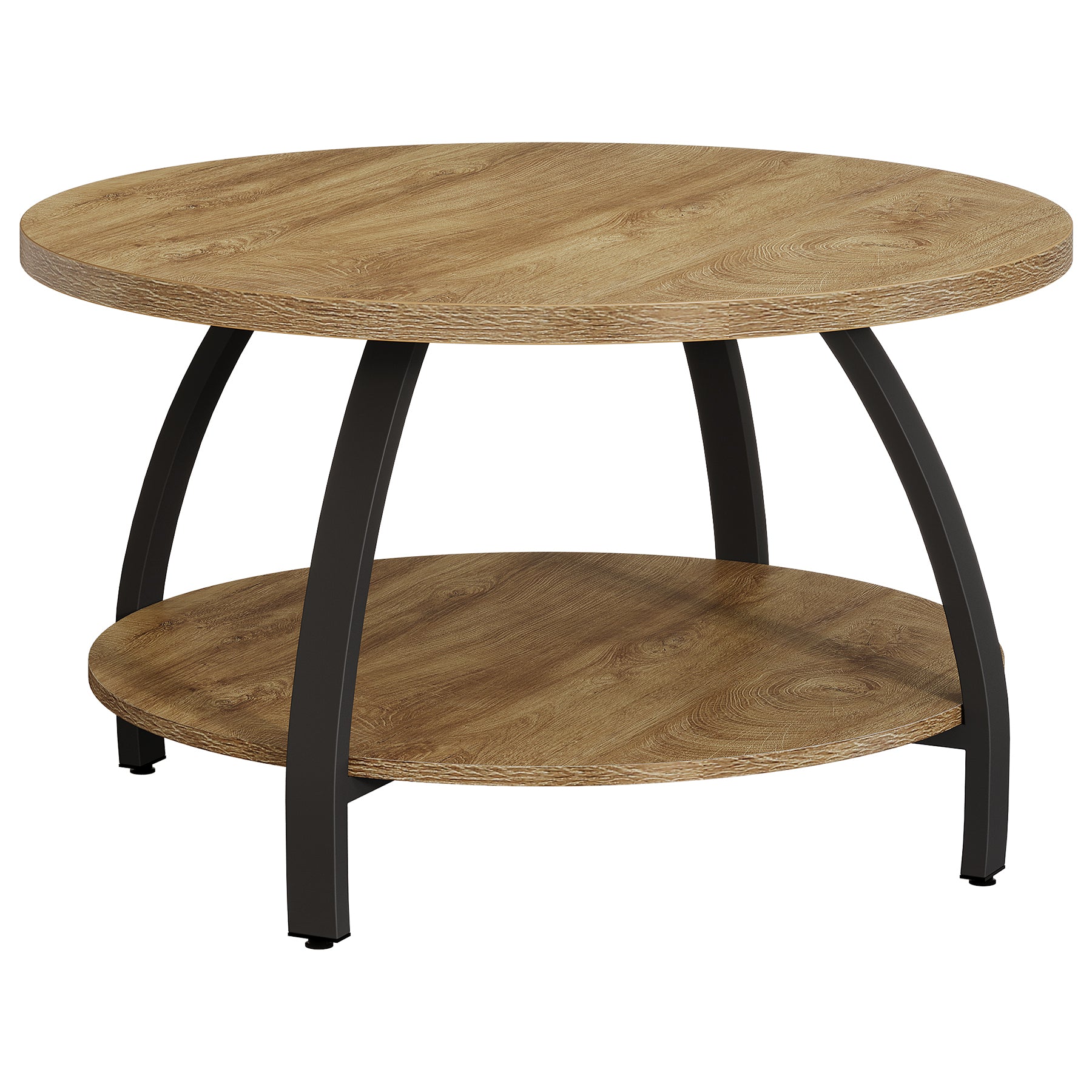 Tribesigns Tavolino rotondo da 80 cm, tavolino centrale con 2 ripiani portaoggetti