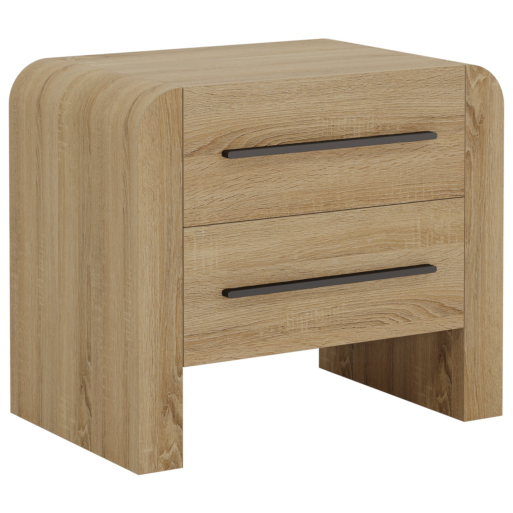 Comodino Moderno con 2 Cassetti e Vano Contenitore, H 70 cm, per Camera da Letto