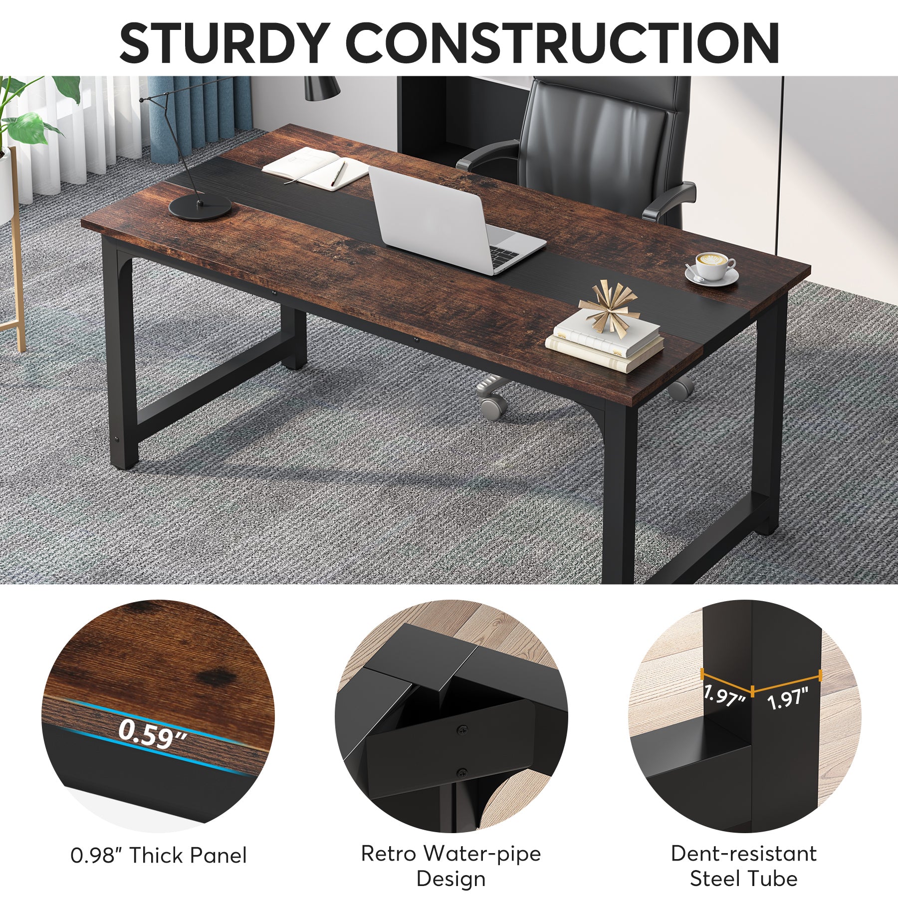 Tribesigns Scrivania per Computer Moderna, Scrivania da Studio Postazione di Lavoro per Ufficio Domestico