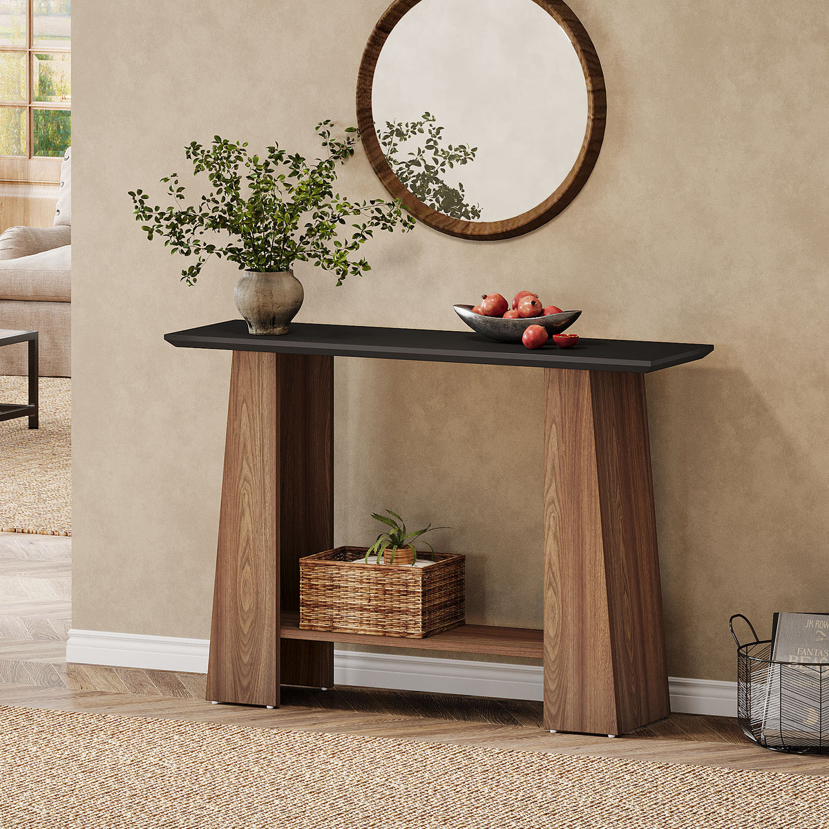 Tribesigns Tavolo consolle da 120 cm, tavolo da ingresso a 2 livelli in stile moderno