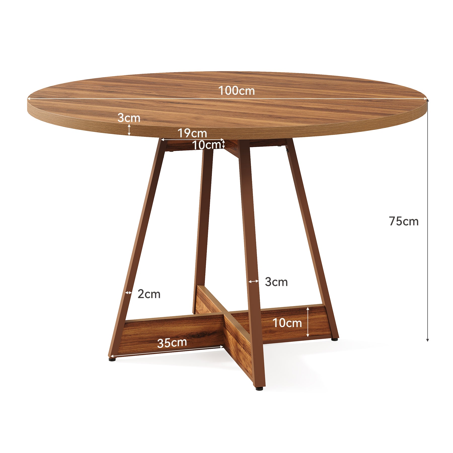 Tribesigns Tavolo da pranzo, tavolo da cucina da 100 cm per 2-4 persone