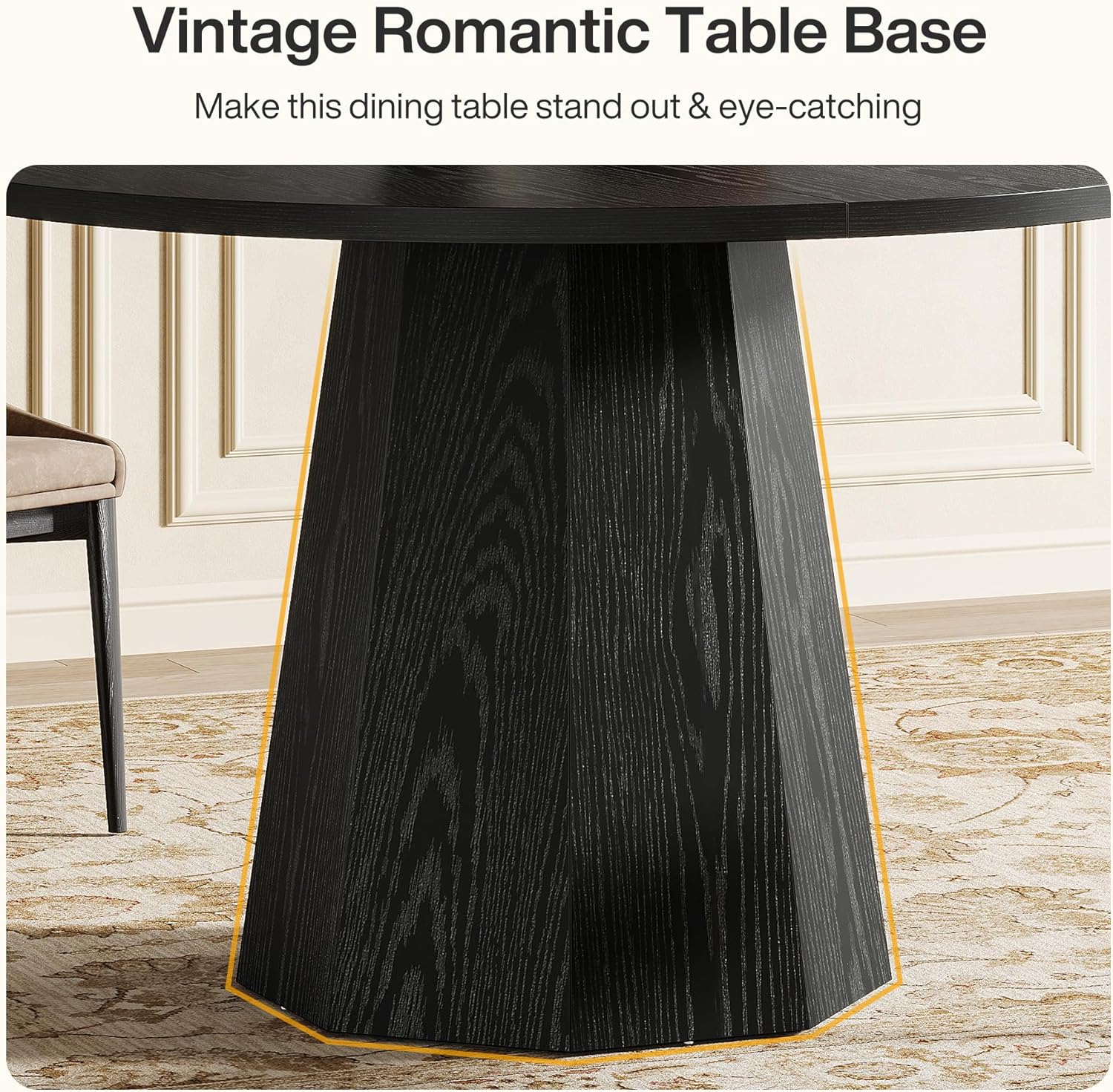 Tribesigns Tavolo da pranzo, 118 cm tavolo da cucina con robusto piedistallo inclinato