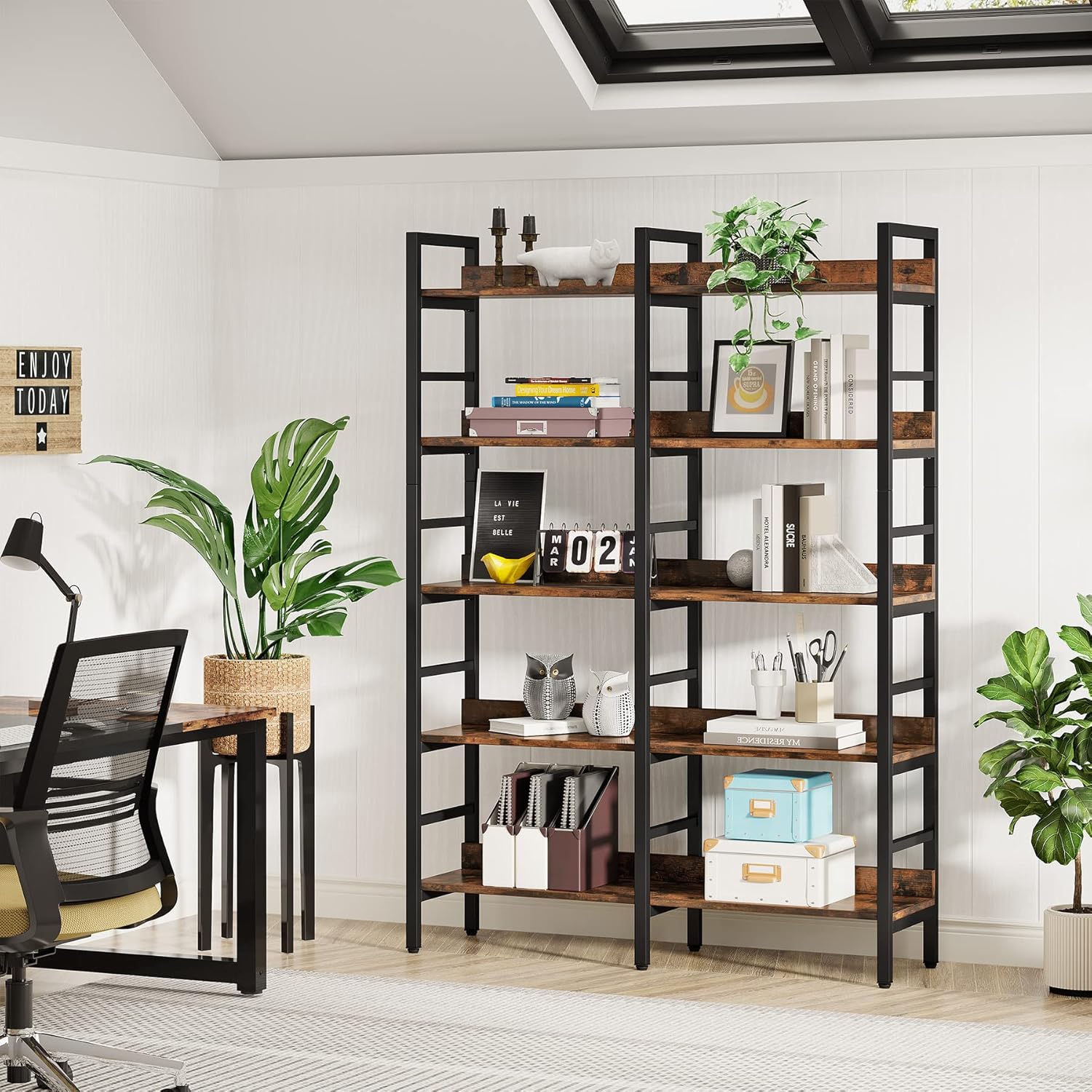 Tribesigns Libreria a 5 livelli, 180 cm Scaffale Portaoggetti Espositore