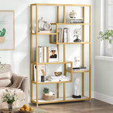 Tribesigns Libreria Scaffale Oro, Scaffale per libri da pavimento a 8 Ripiani Porta Piante 3