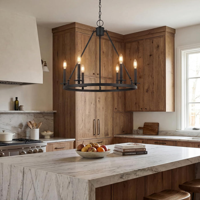 Tribesigns Lampadario a 6 luci a forma di ruota di carro, lampada da soffitto E14 ideale per soggiorno