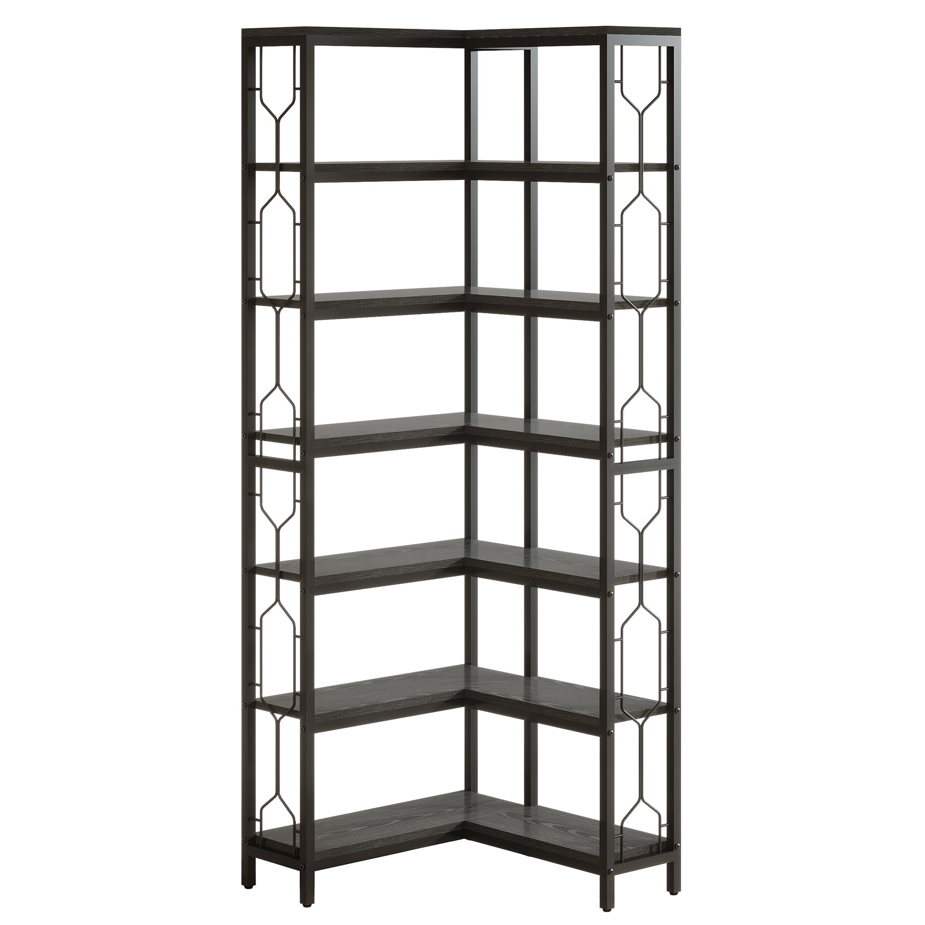 Tribesigns Scaffale Angolare, Libreria Angolare Industriale a 7 livelli Mobile Angolare in Legno e Metallo