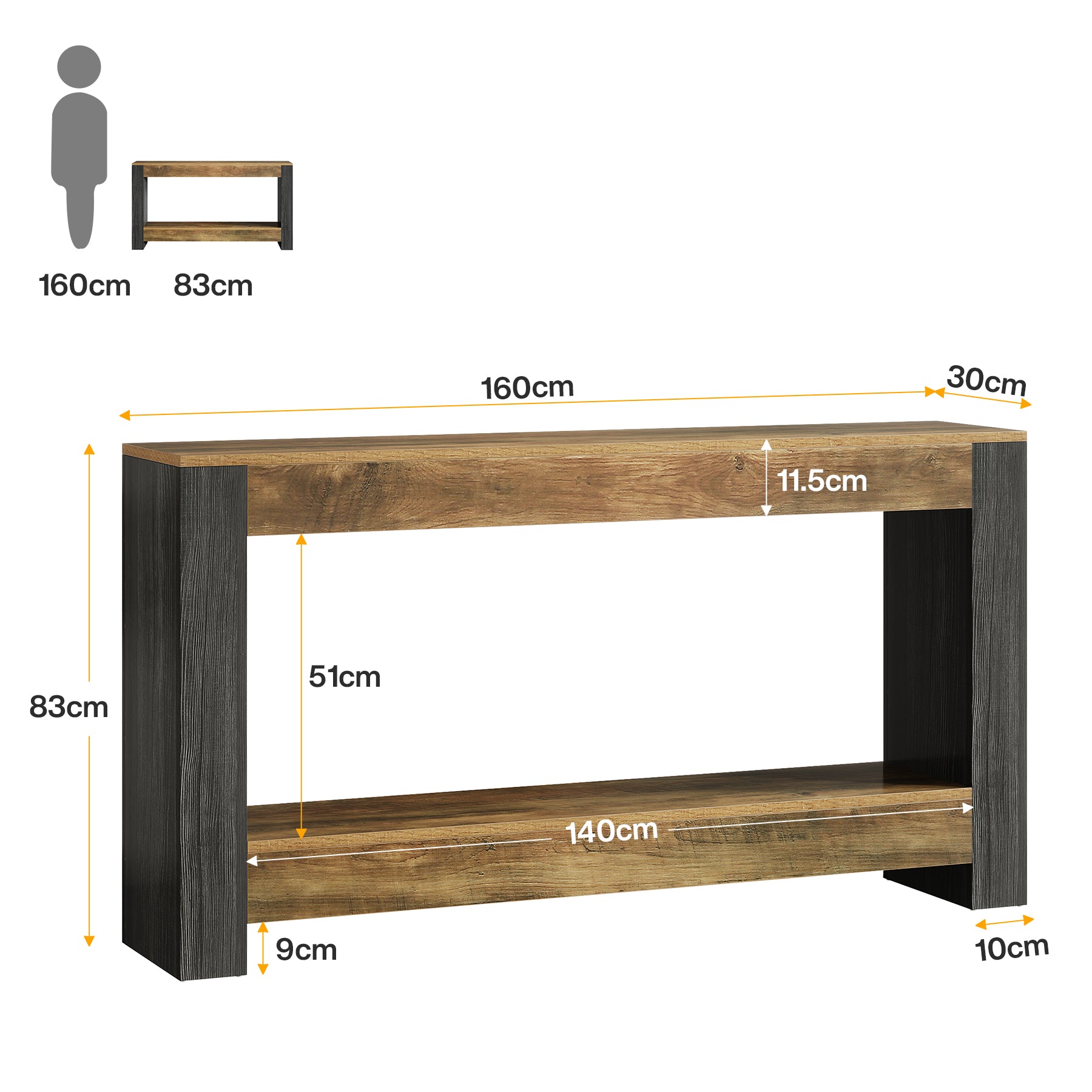 Tribesigns Tavolo consolle da 160 cm, tavolo da ingresso in legno per divano