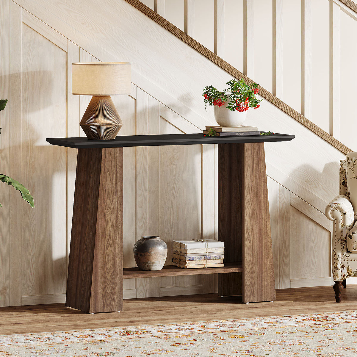 Tribesigns Tavolo consolle da 120 cm, tavolo da ingresso a 2 livelli in stile moderno