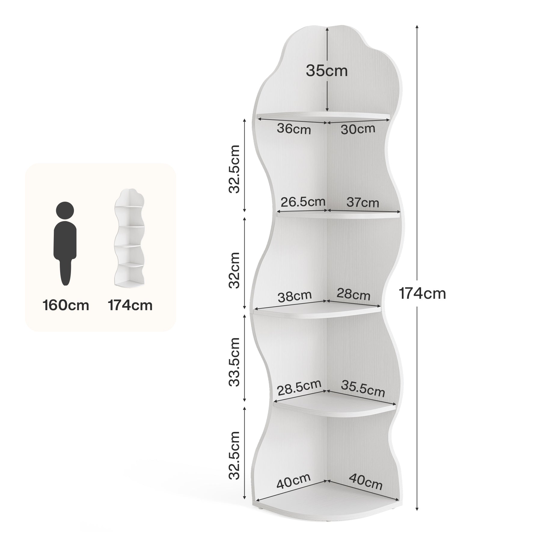 Tribesigns Libreria angolare de 175 cm, scaffale per piante a 5 ripiani per soggiorno