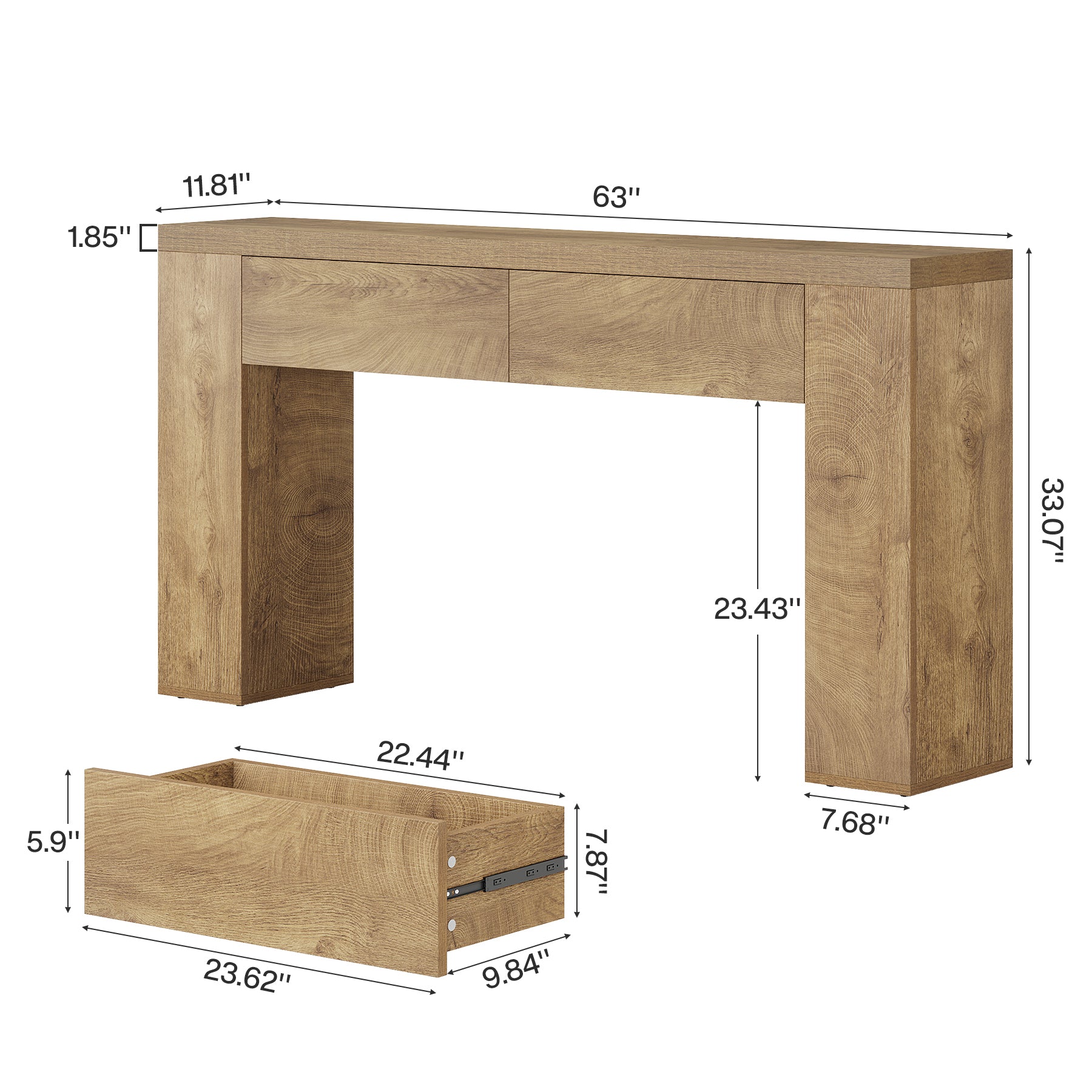 Tribesigns Tavolo consolle da 160 cm, tavolino da corridoio sottile con 2 cassetti
