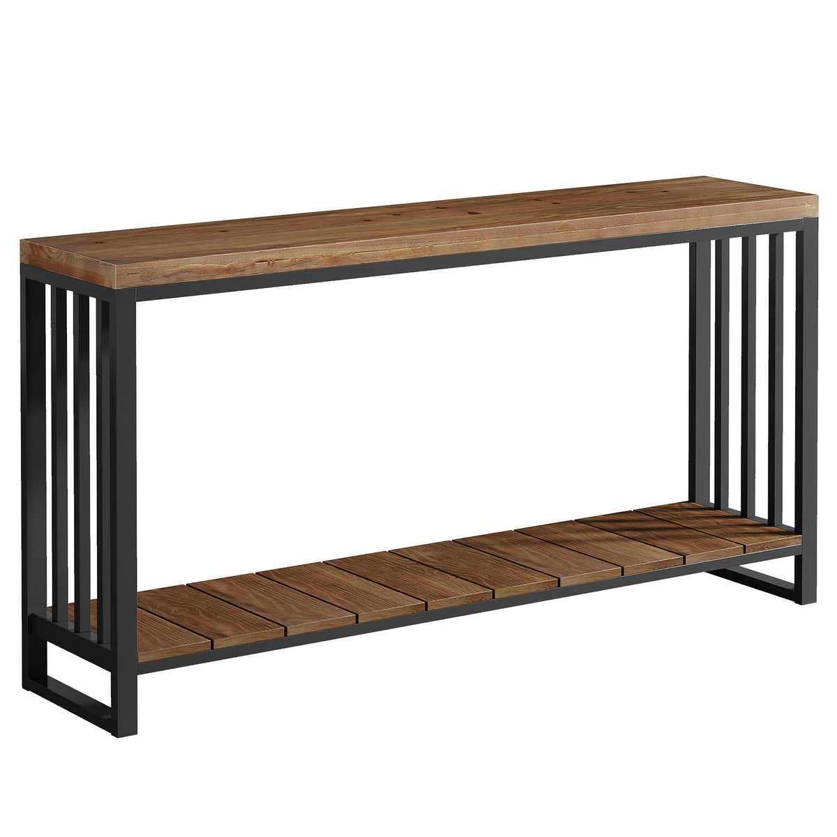 Consolle Stretta Country in Legno Massello con Ripiano, 140 cm, per Ingresso