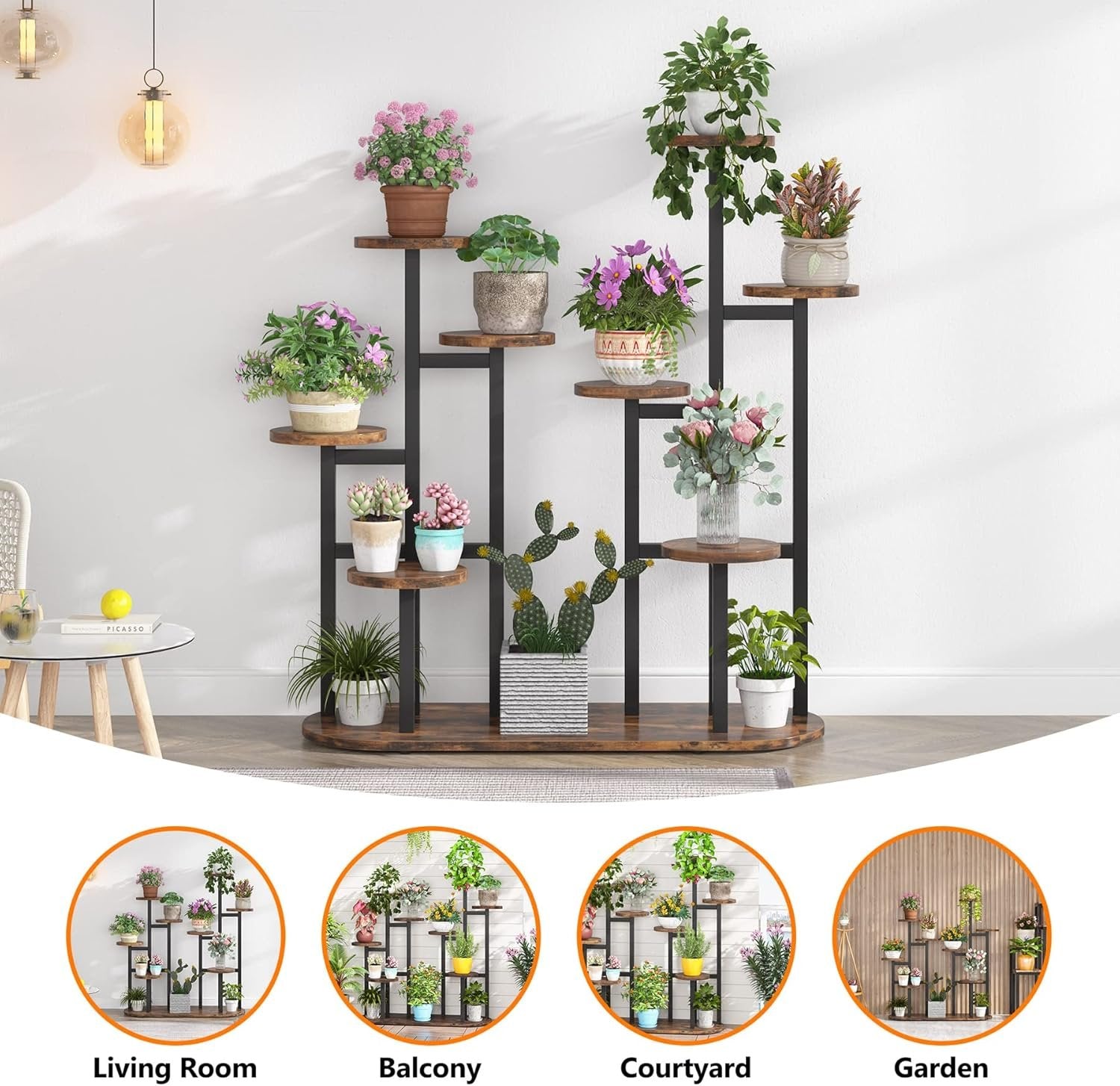 Tribesigns Supporto per piante multi-livello per rack di stoccaggio per 11 vasi da fiori