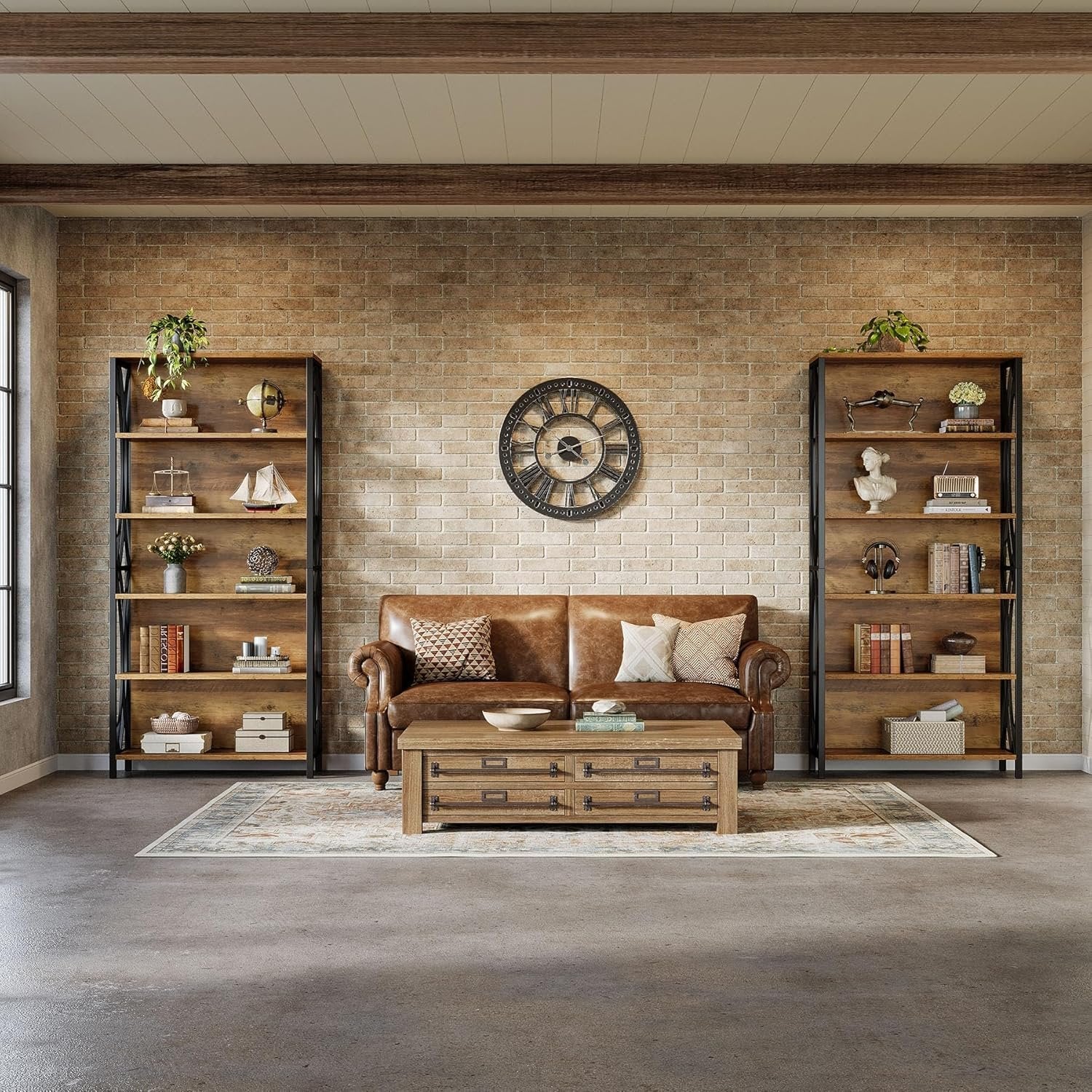 Tribesigns 180 cm Libreria, scaffale indipendente a 6 ripiani con struttura geometrica