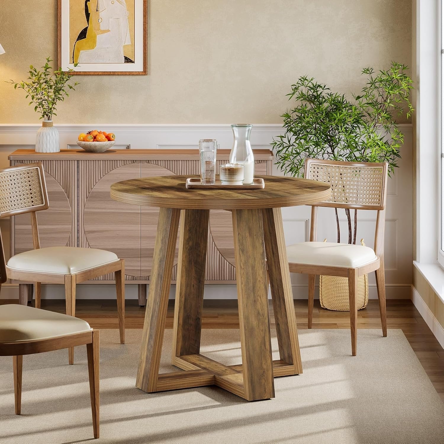 Tribesigns 80 cm Tavolo da Pranzo, Tavolo Cucina Rotondo Piccolo per 2-4 Persone