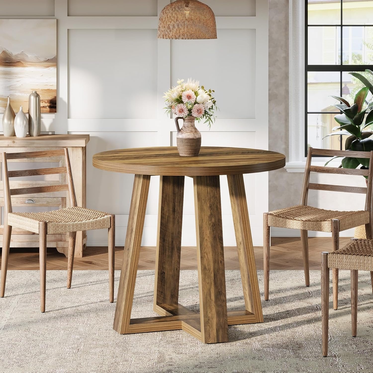 Tribesigns 80 cm Tavolo da Pranzo, Tavolo Cucina Rotondo Piccolo per 2-4 Persone