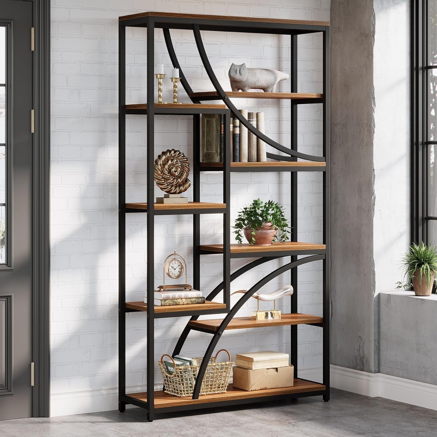Tribesigns 180 cm Libreria, Scaffale Geometrica a 9 Ripiani con Scaffale Aperto