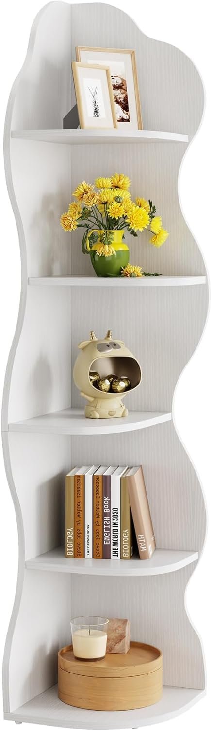 Tribesigns Libreria angolare de 175 cm, scaffale per piante a 5 ripiani per soggiorno