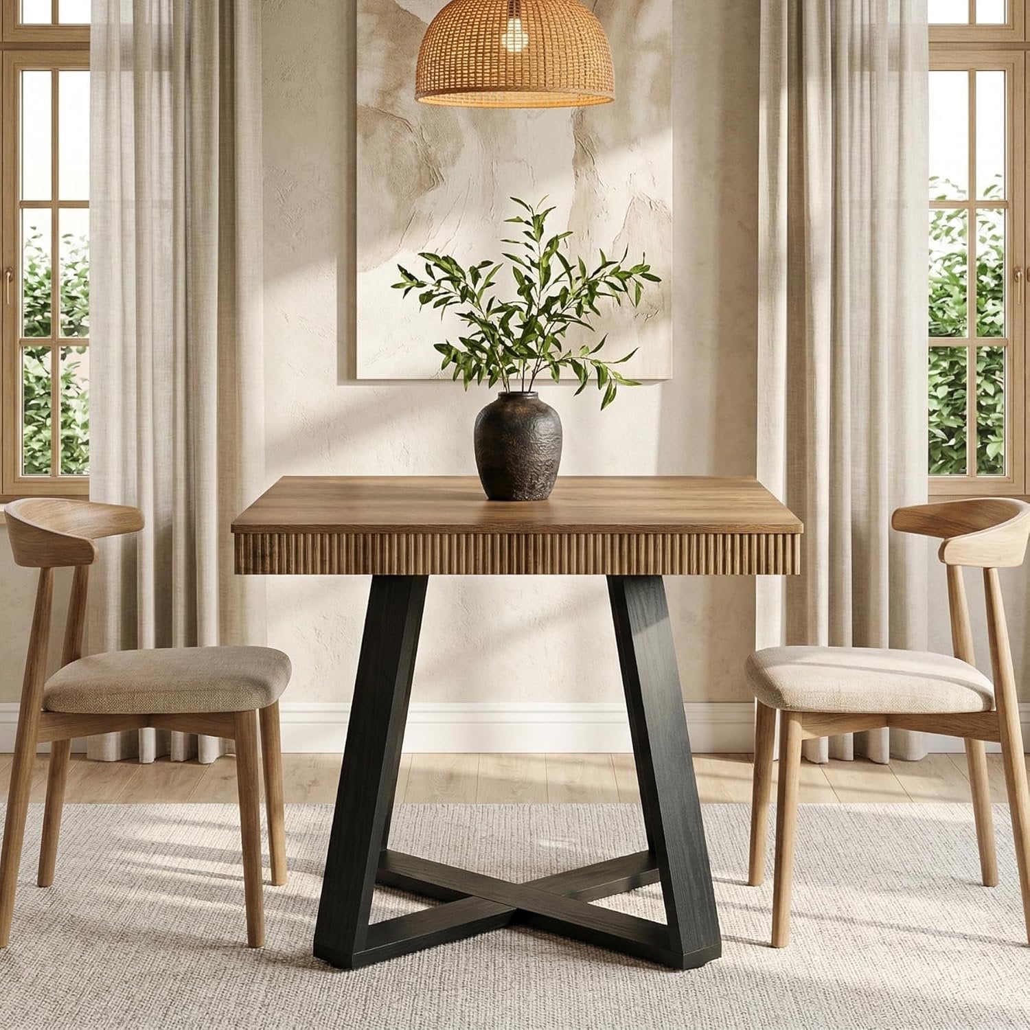 Tribesigns Tavolo da pranzo, tavolo da cucina da 80 cm in legno con gambe stabili
