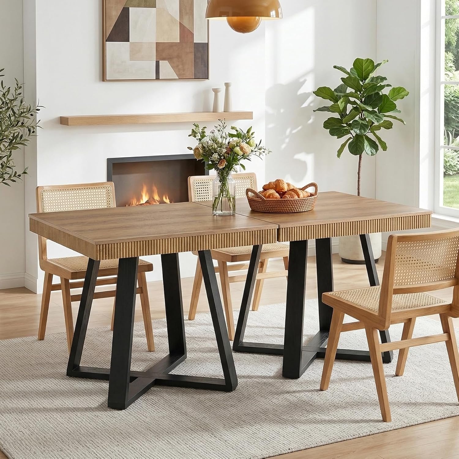 Tribesigns Tavolo da pranzo, tavolo da cucina da 80 cm in legno con gambe stabili