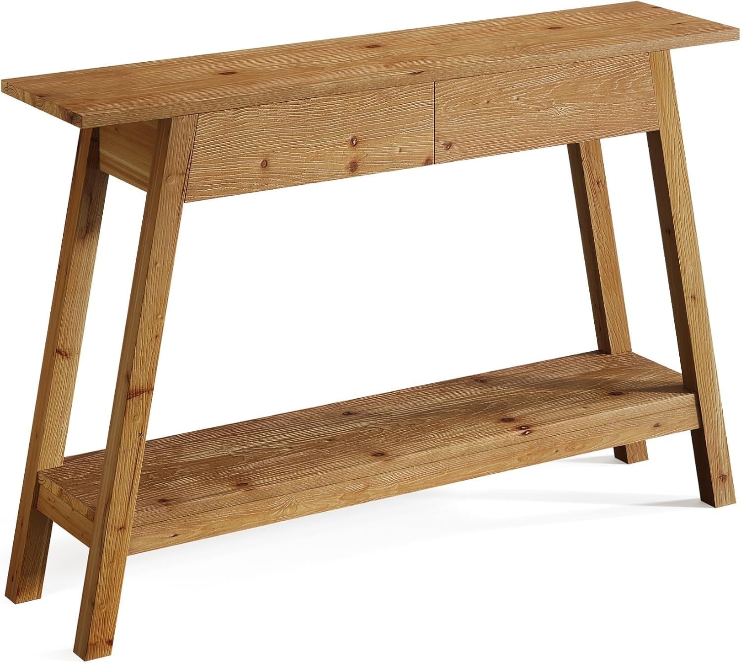 Tribesigns Tavolo consolle da 110 cm, tavolo da ingresso in legno massello con 2 cassetti