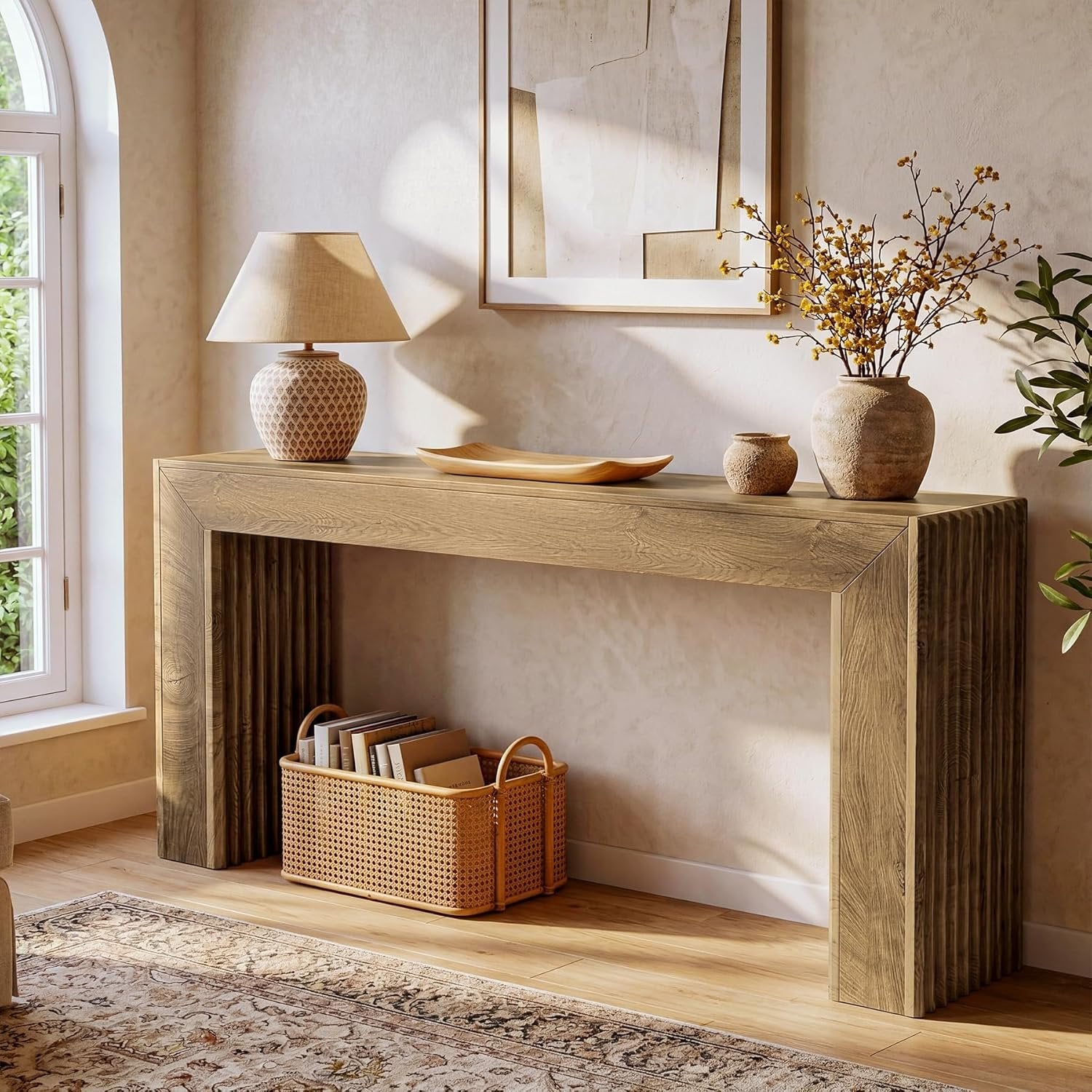 Tribesigns Tavolo Console da 160 cm, Consolle Ingresso con Gambe a Colonna Romana