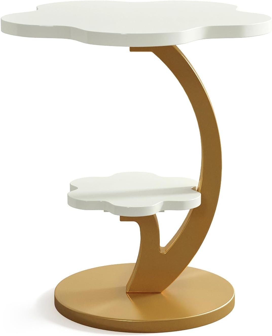 Tribesigns Tavolino da salotto a 2 livelli, comodino moderno a forma di C tavolo d'accento