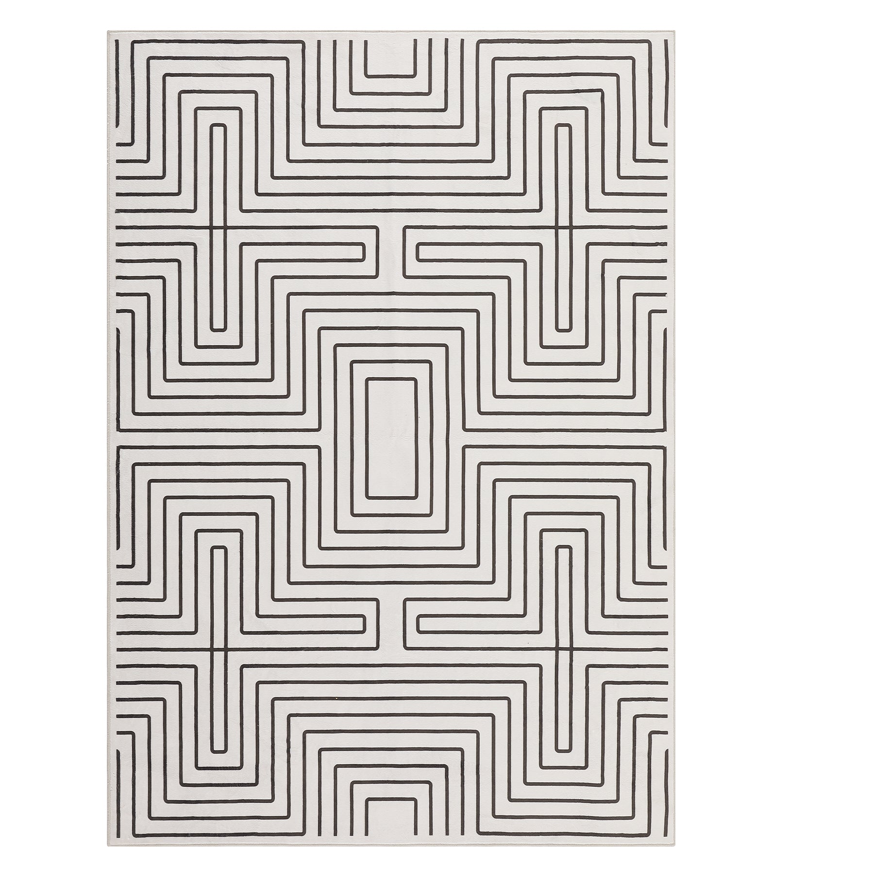 Tappeto a pelo corto con motivo geometrico#Colore_Beige