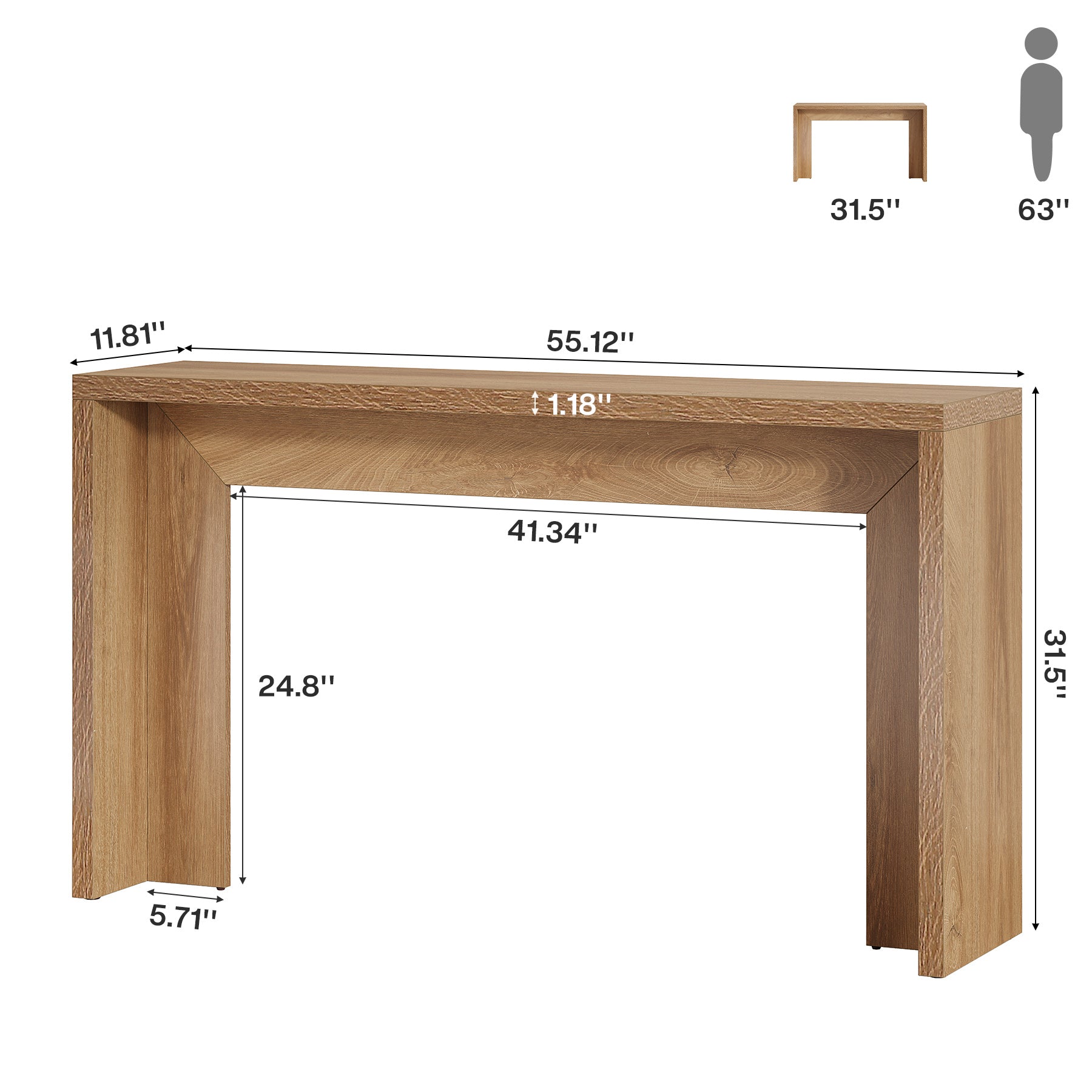 Tribesigns 140 cm Consolle, tavolino da caffè con contenitore