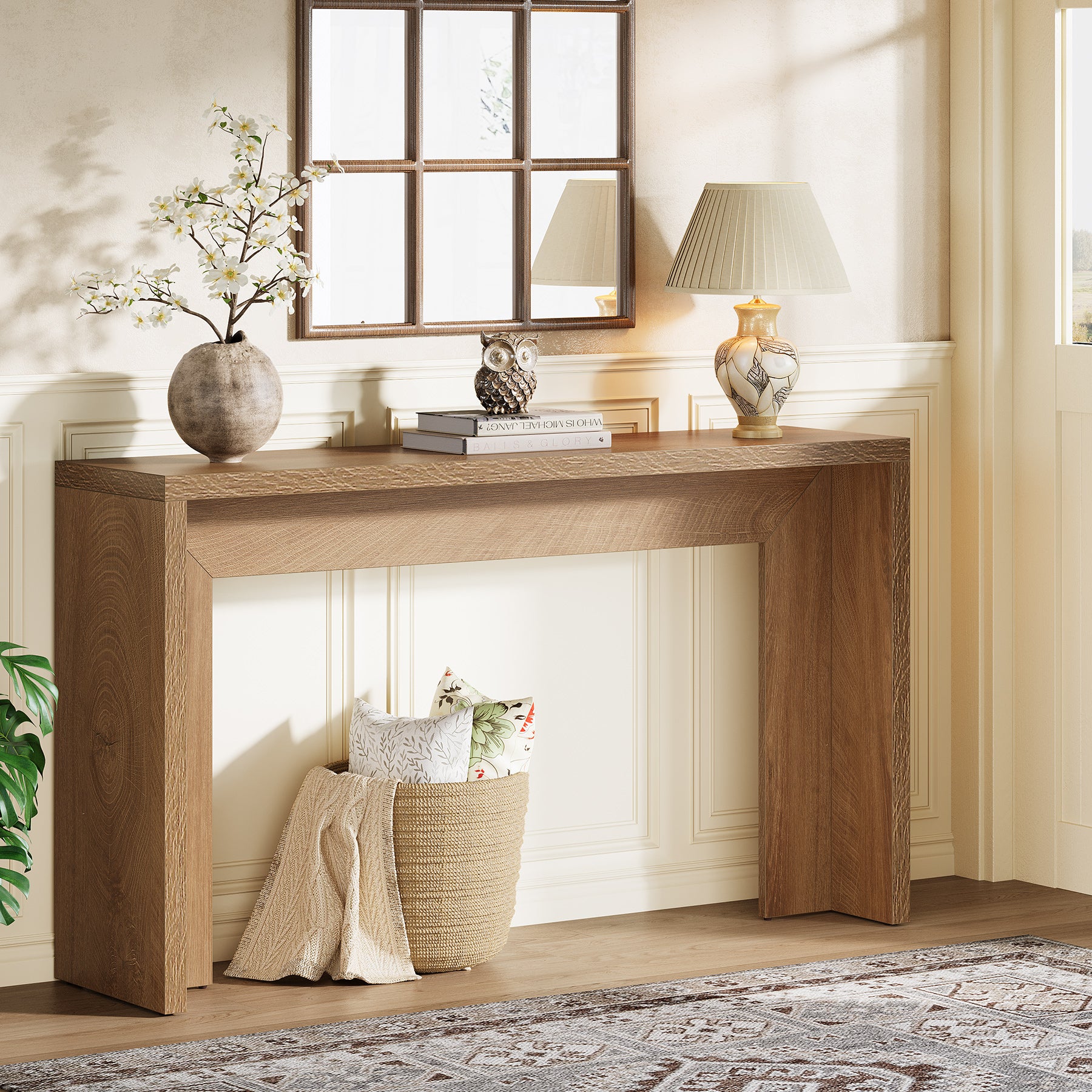 Tribesigns 140 cm Consolle, tavolino da caffè con contenitore