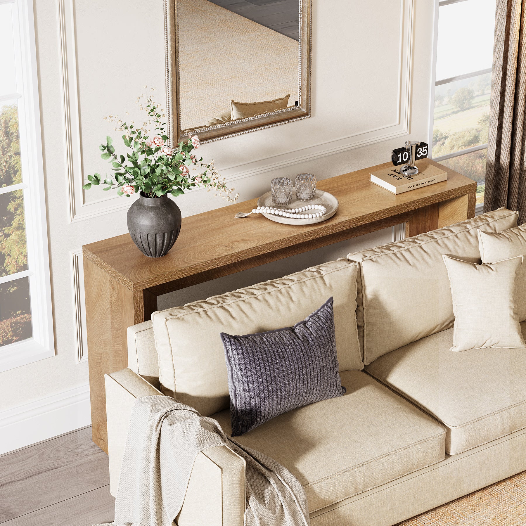 Tribesigns 140 cm Consolle, tavolino da caffè con contenitore