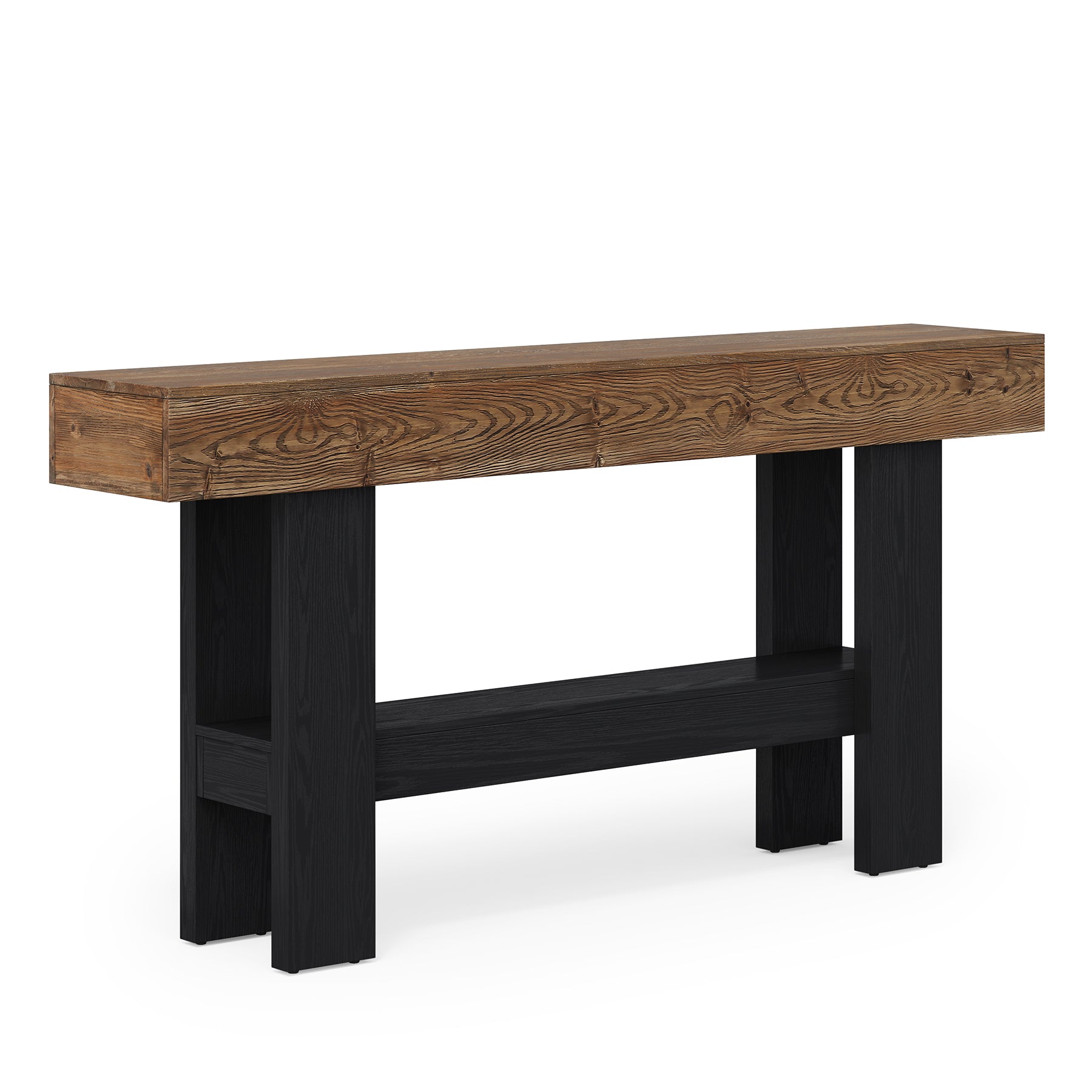 Tribesigns 160 cm Tavolo consolle, tavolino da divano in legno massiccio a 2 livelli per ingresso