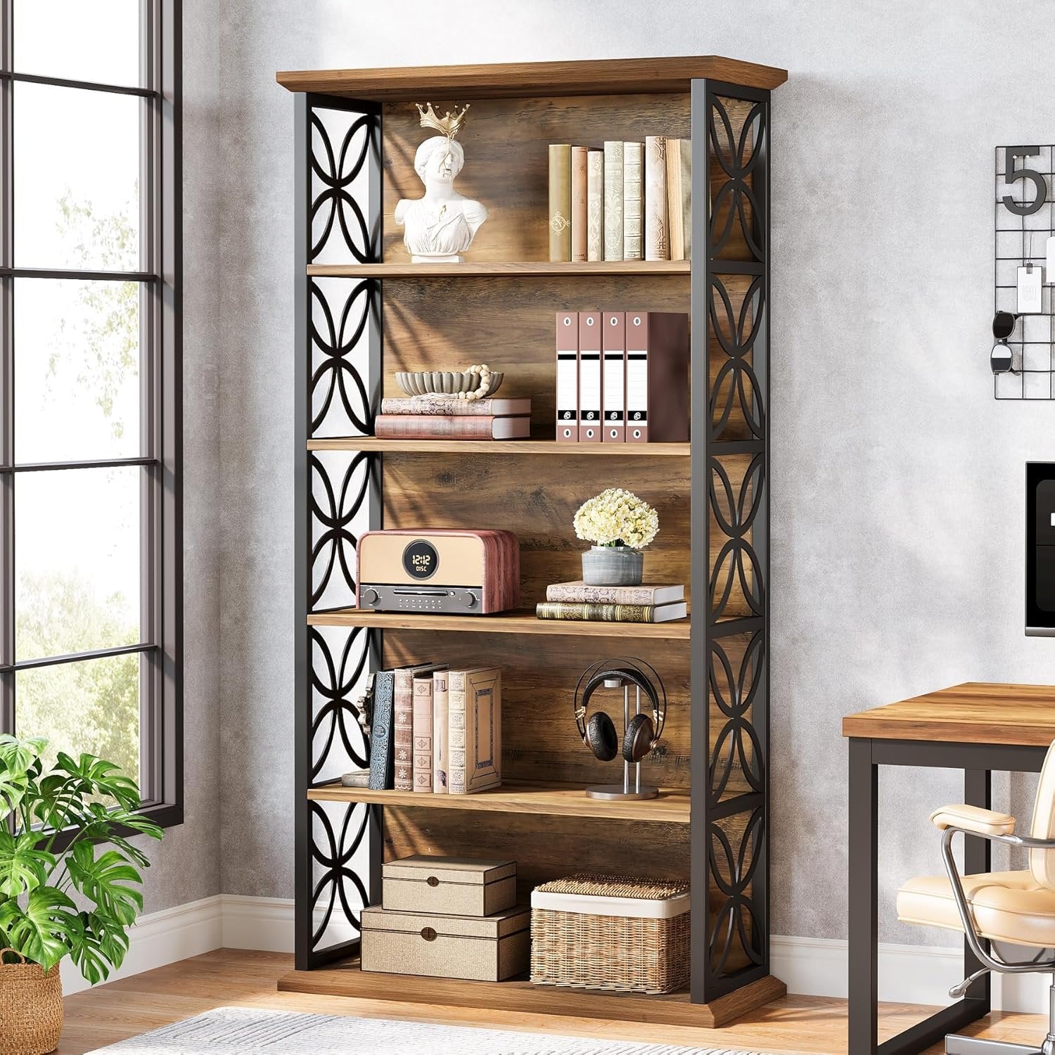 Tribesigns 180 cm Libreria, libreria ripiani aperti indipendenti a 6 ripiani