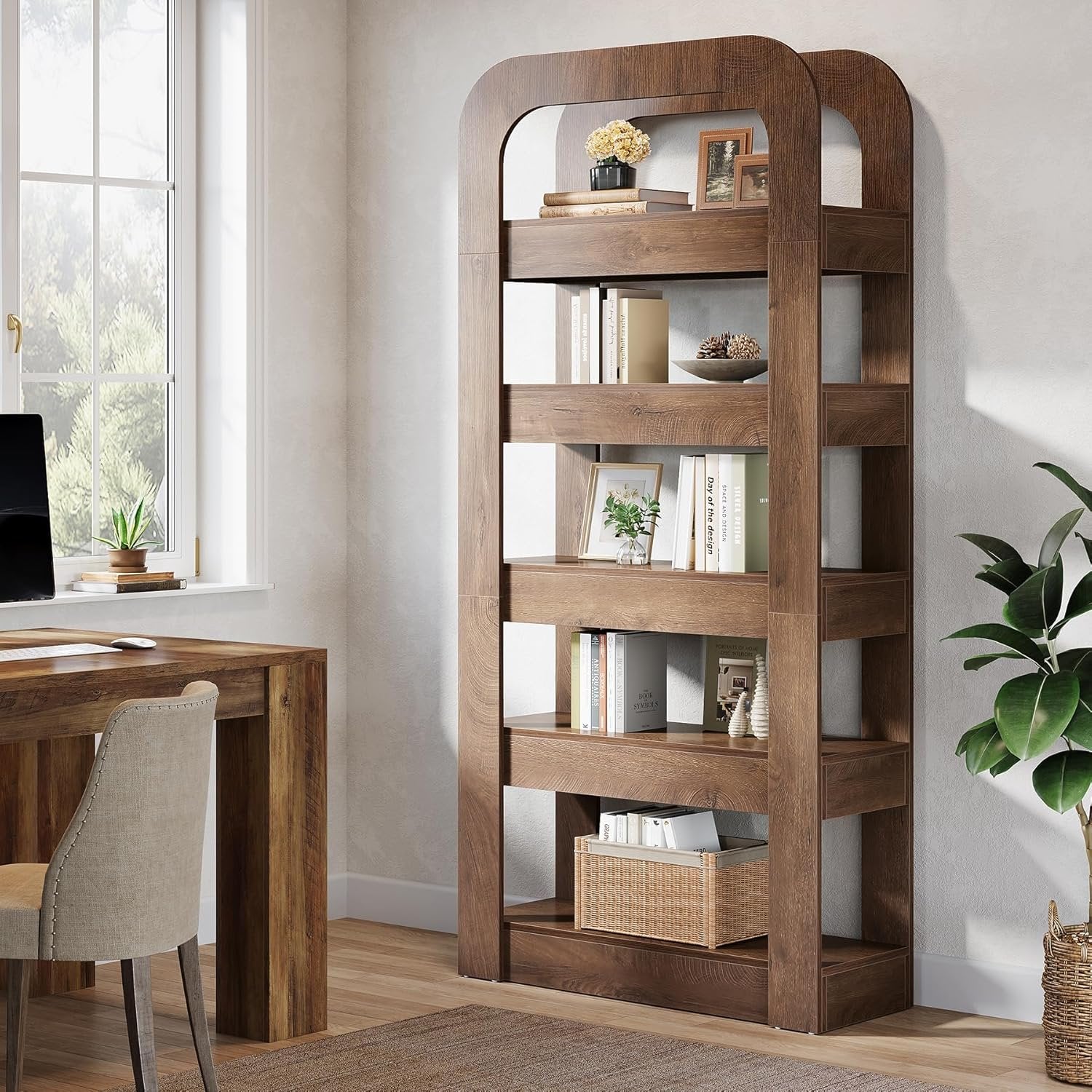 Tribesigns 180 cm Libreria, scaffale a 5 ripiani con scomparti aperti per soggiorno