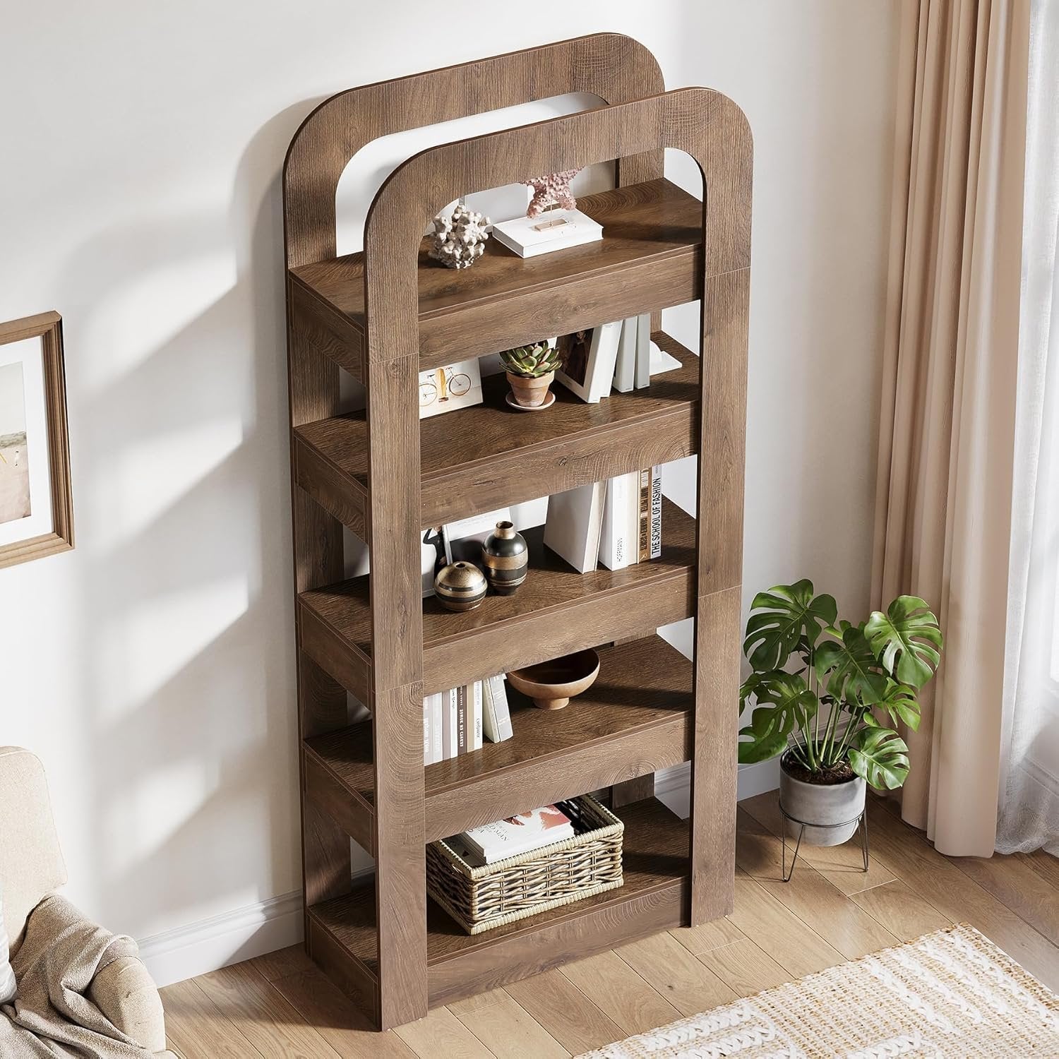 Tribesigns 180 cm Libreria, scaffale a 5 ripiani con scomparti aperti per soggiorno