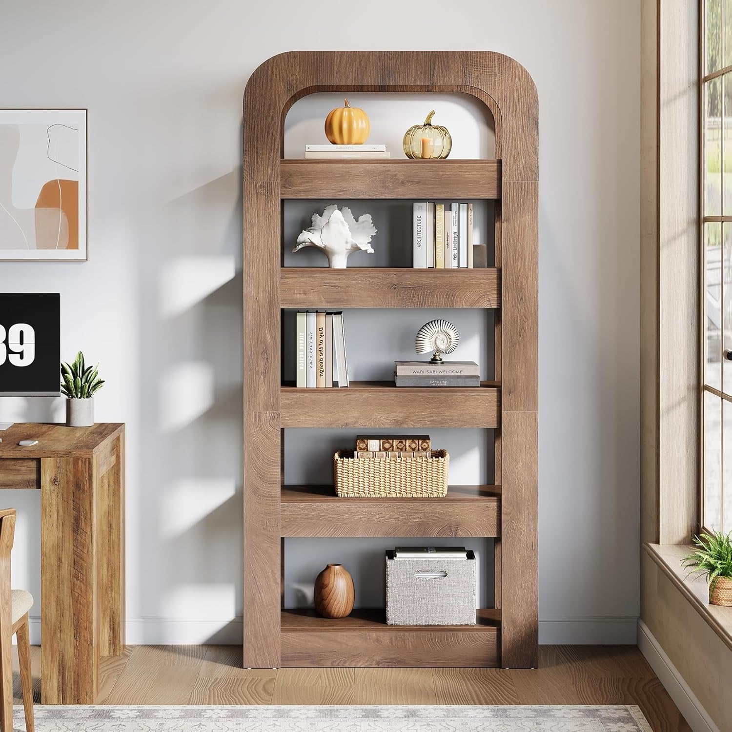 Tribesigns 180 cm Libreria, scaffale a 5 ripiani con scomparti aperti per soggiorno
