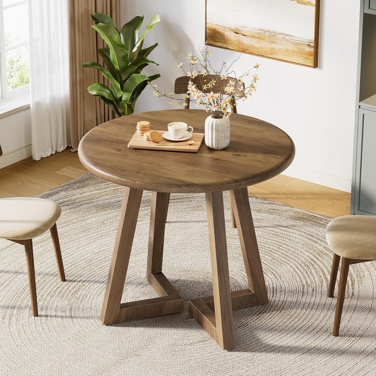 Tribesigns 80 cm Tavolo da pranzo, tavolo da cucina rotondo per 2-4 persone
