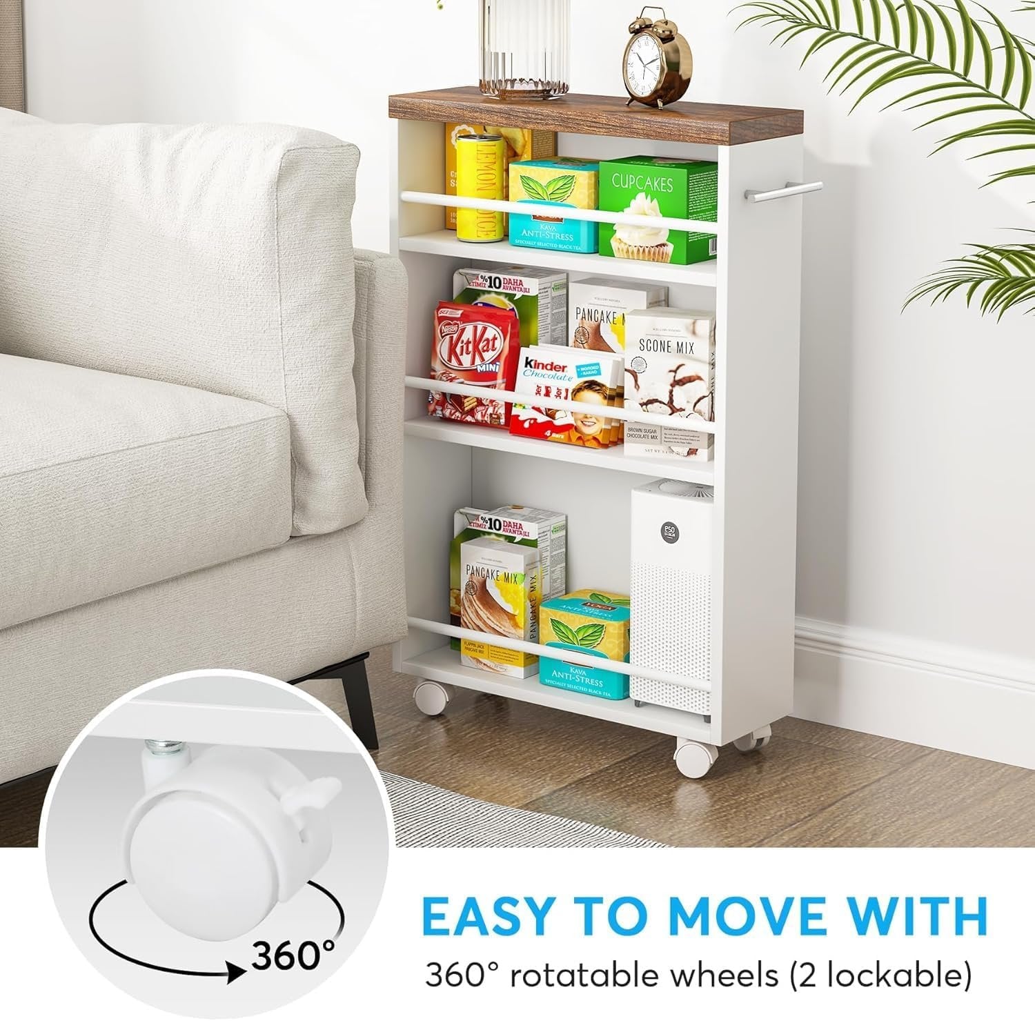 Tribesigns Carrello sottile da cucina, carrelli a 4 piani estraibile su ruote per piccoli spazi