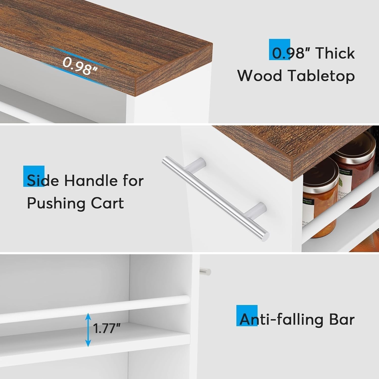 Tribesigns Carrello sottile da cucina, carrelli a 4 piani estraibile su ruote per piccoli spazi