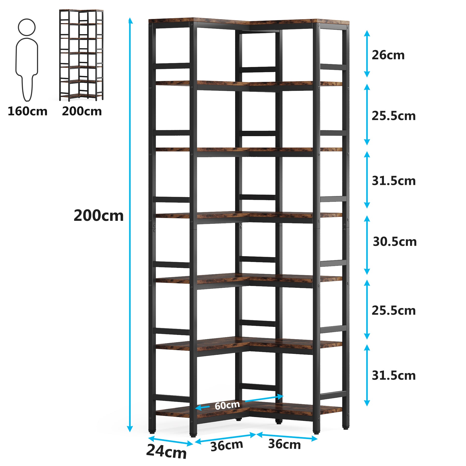 Tribesigns Grande Libreria Angolare, Scaffale Industriale da Pavimento con Struttura in Metallo