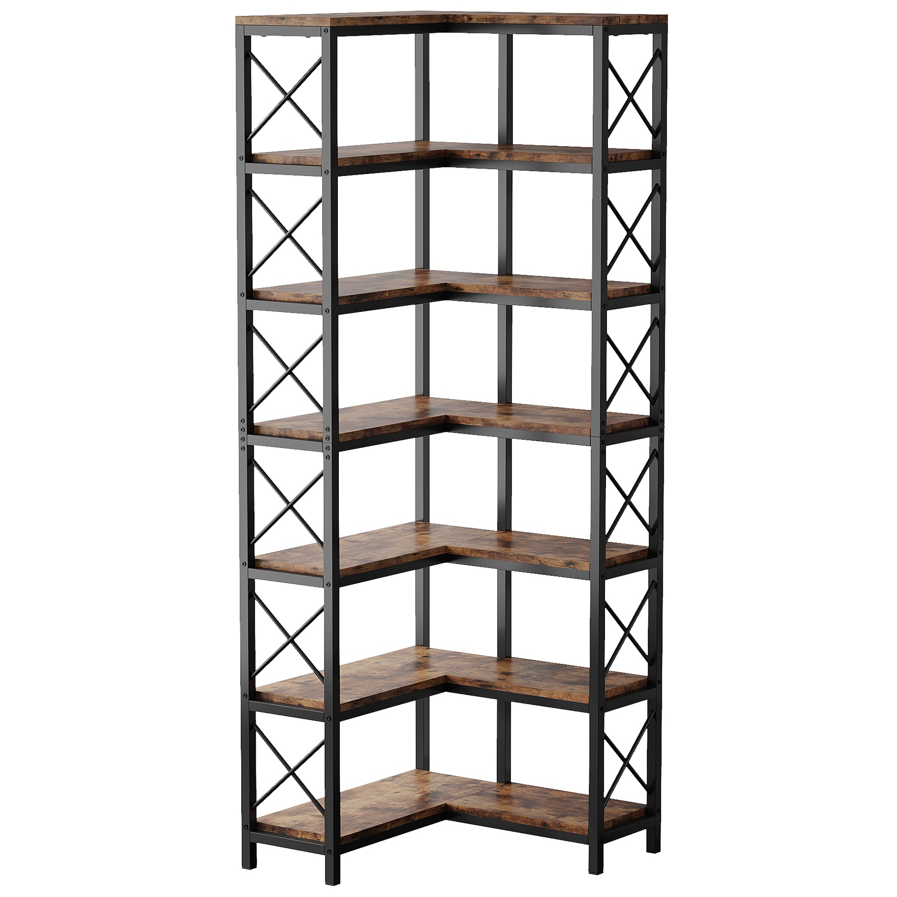 Tribesigns Libreria angolare, Grande scaffale angolare industriale Scaffale angolare da pavimento