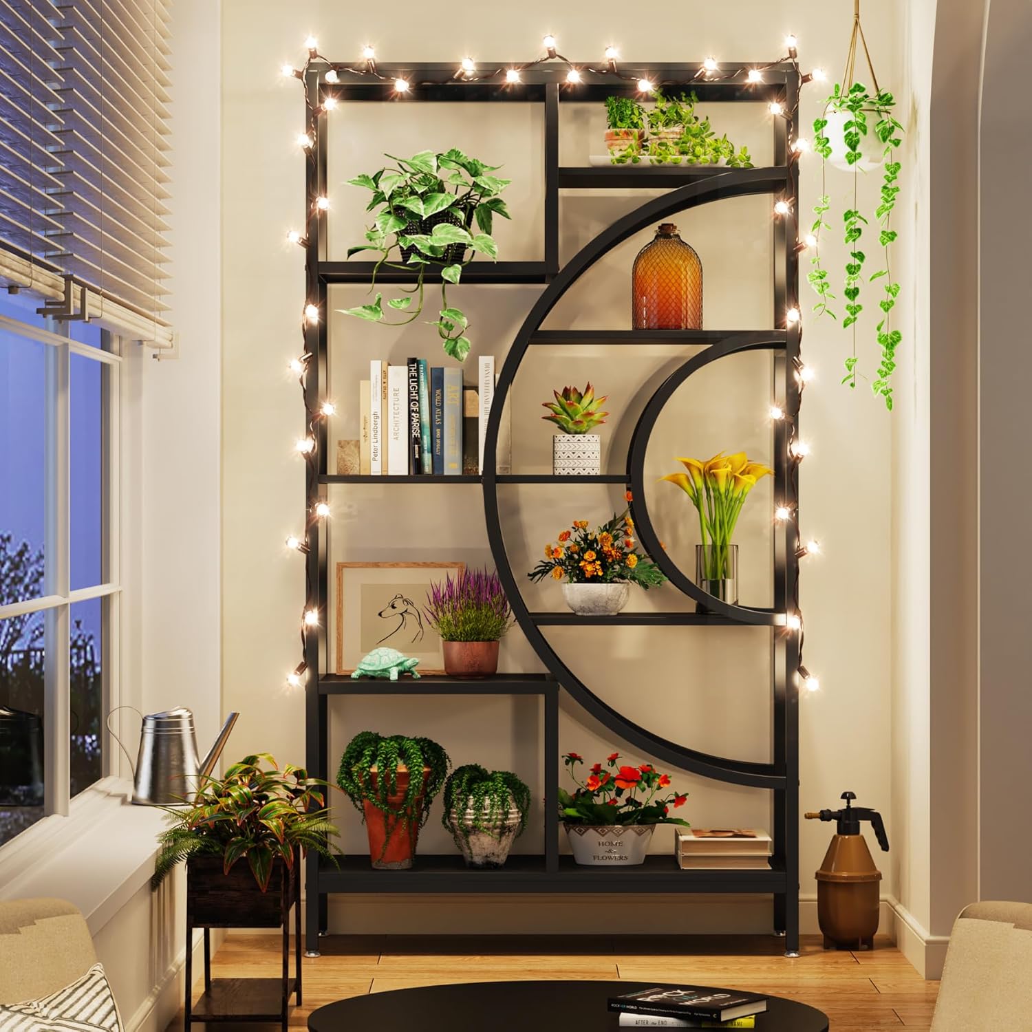 Tribesigns Libreria geometric, Libreria industrial a 8 ripiani Libreria scaffale rustica con struttura in metallo