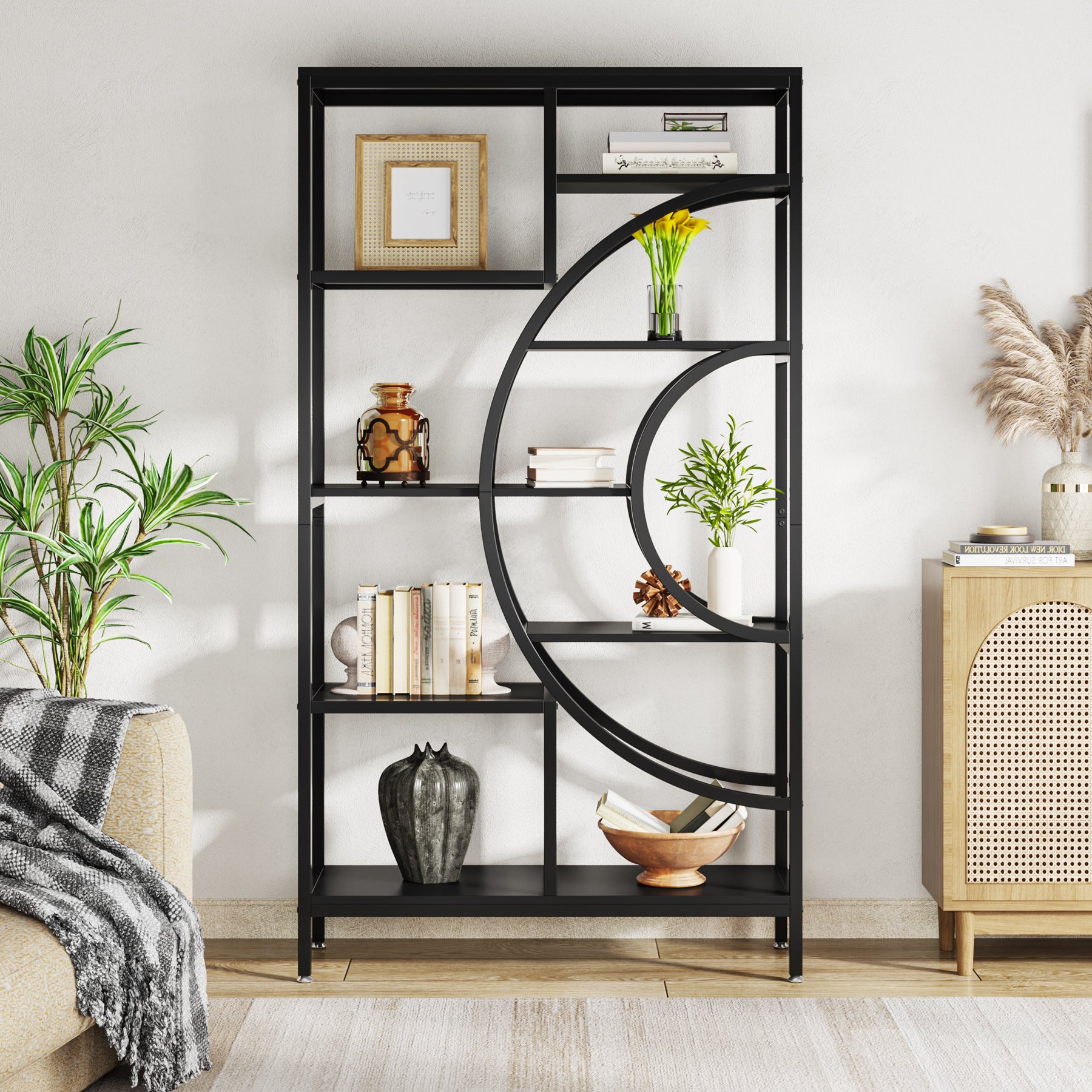Tribesigns Libreria geometric, Libreria industrial a 8 ripiani Libreria scaffale rustica con struttura in metallo