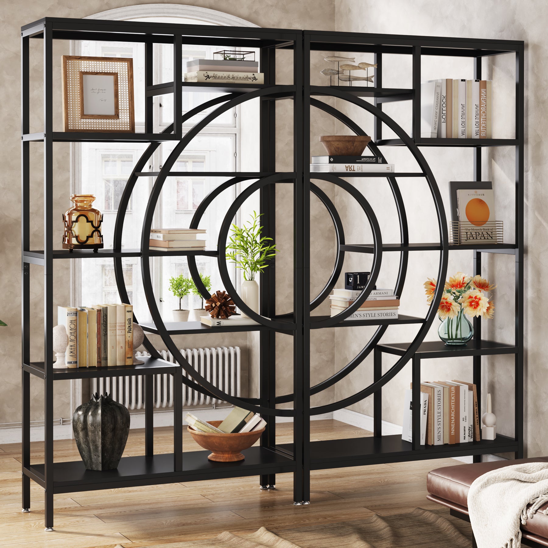 Tribesigns Libreria geometric, Libreria industrial a 8 ripiani Libreria scaffale rustica con struttura in metallo