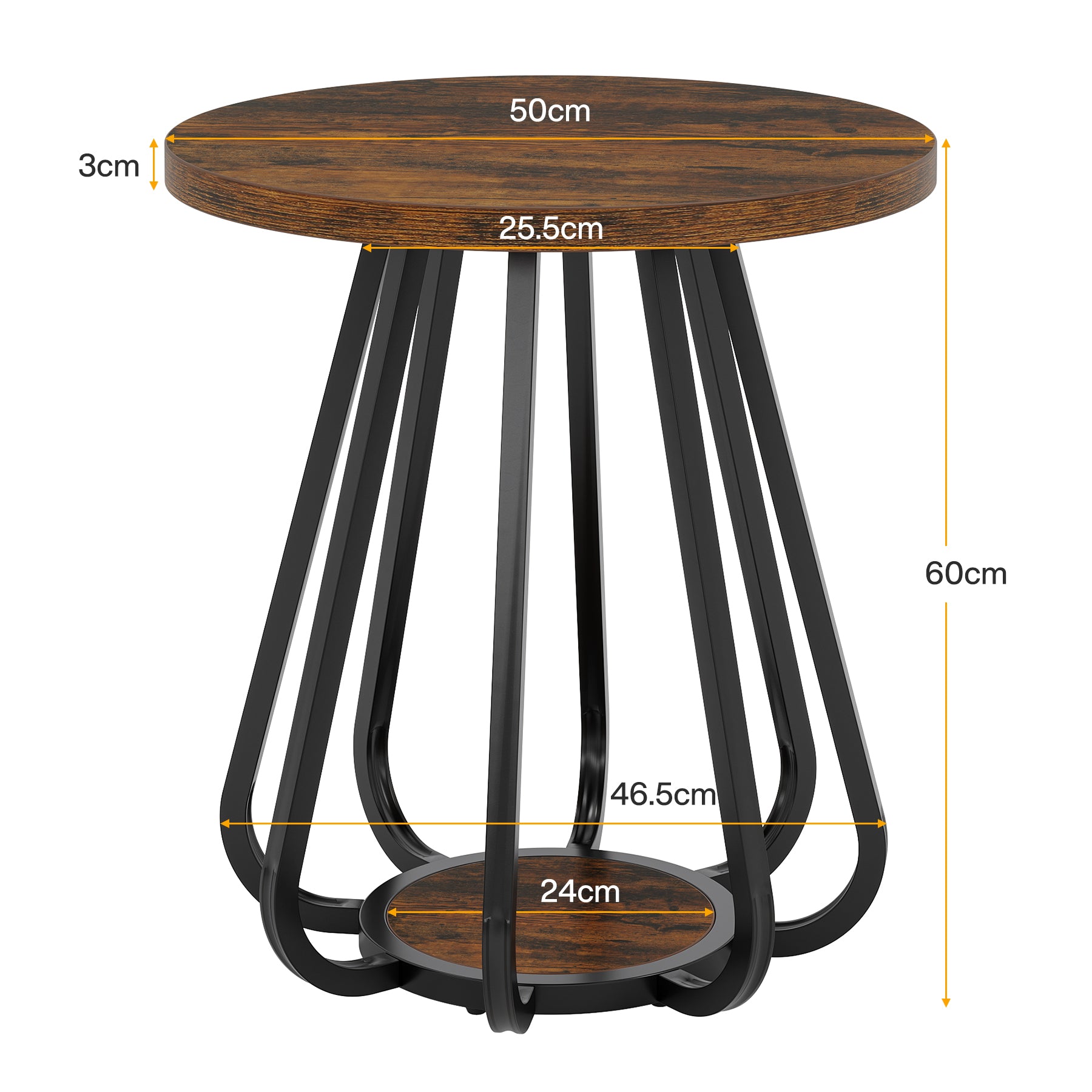 Tribesigns Piccolo tavolino rotondo, tavolino da caffè a 2 livelli con ripiano inferiore