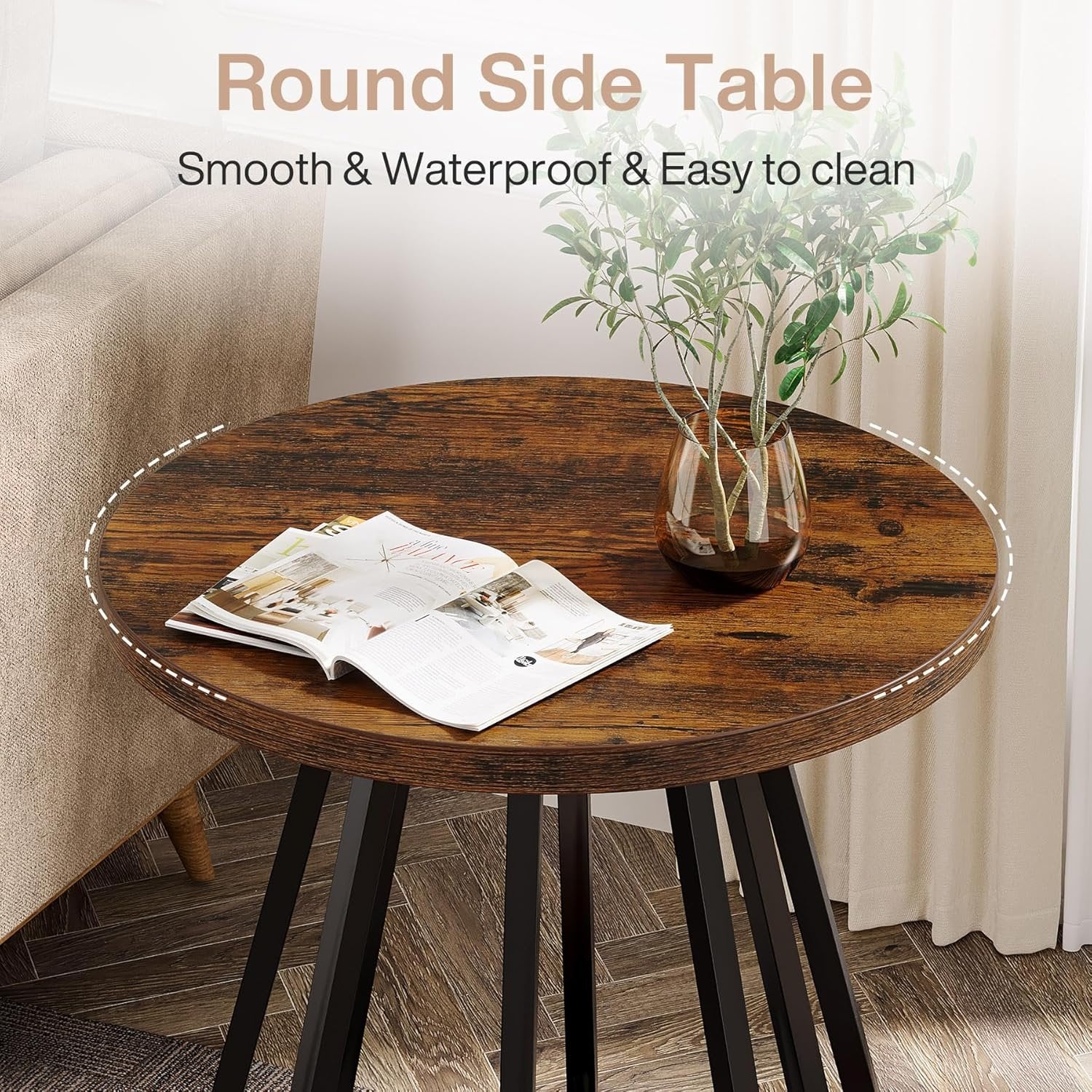 Tribesigns Piccolo tavolino rotondo, tavolino da caffè a 2 livelli con ripiano inferiore