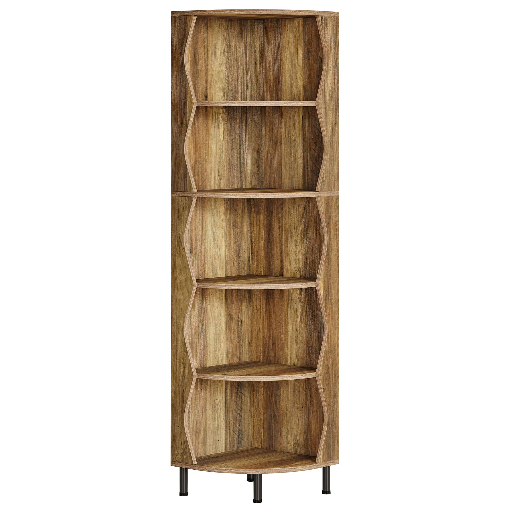 Tribesigns Scaffale angolare da 180 cm, elegante libreria a 5 ripiani per piccoli spazi